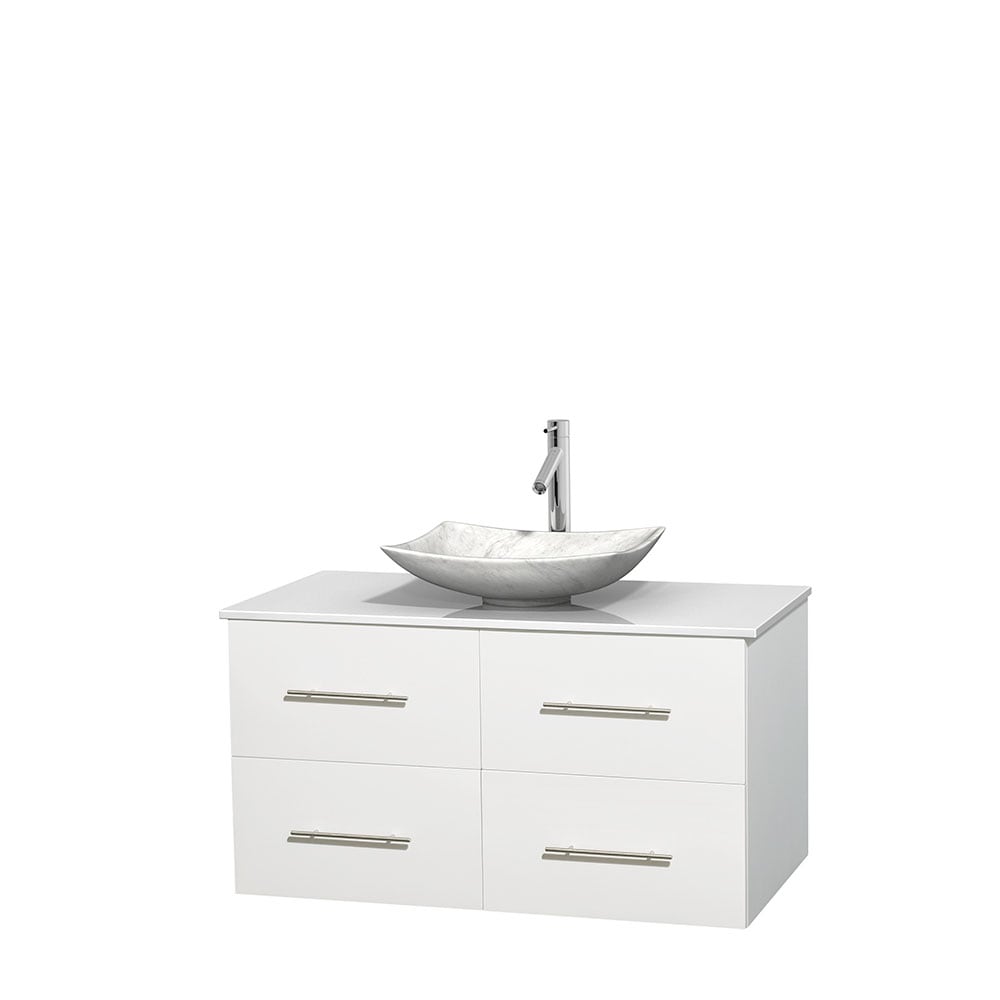 Wyndham Collection Centra 42-in White Single Sink Bathroom Vanity with ...