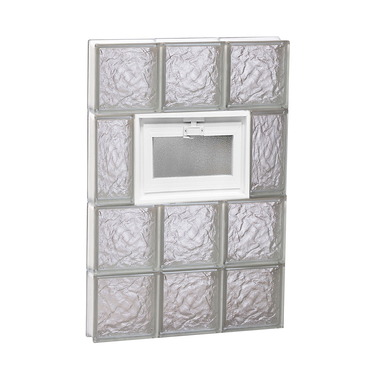 REDI2SET V1826IS Ice Glass 17-1/4-in x 25-in Frameless Replacement Vented Glass Block Window