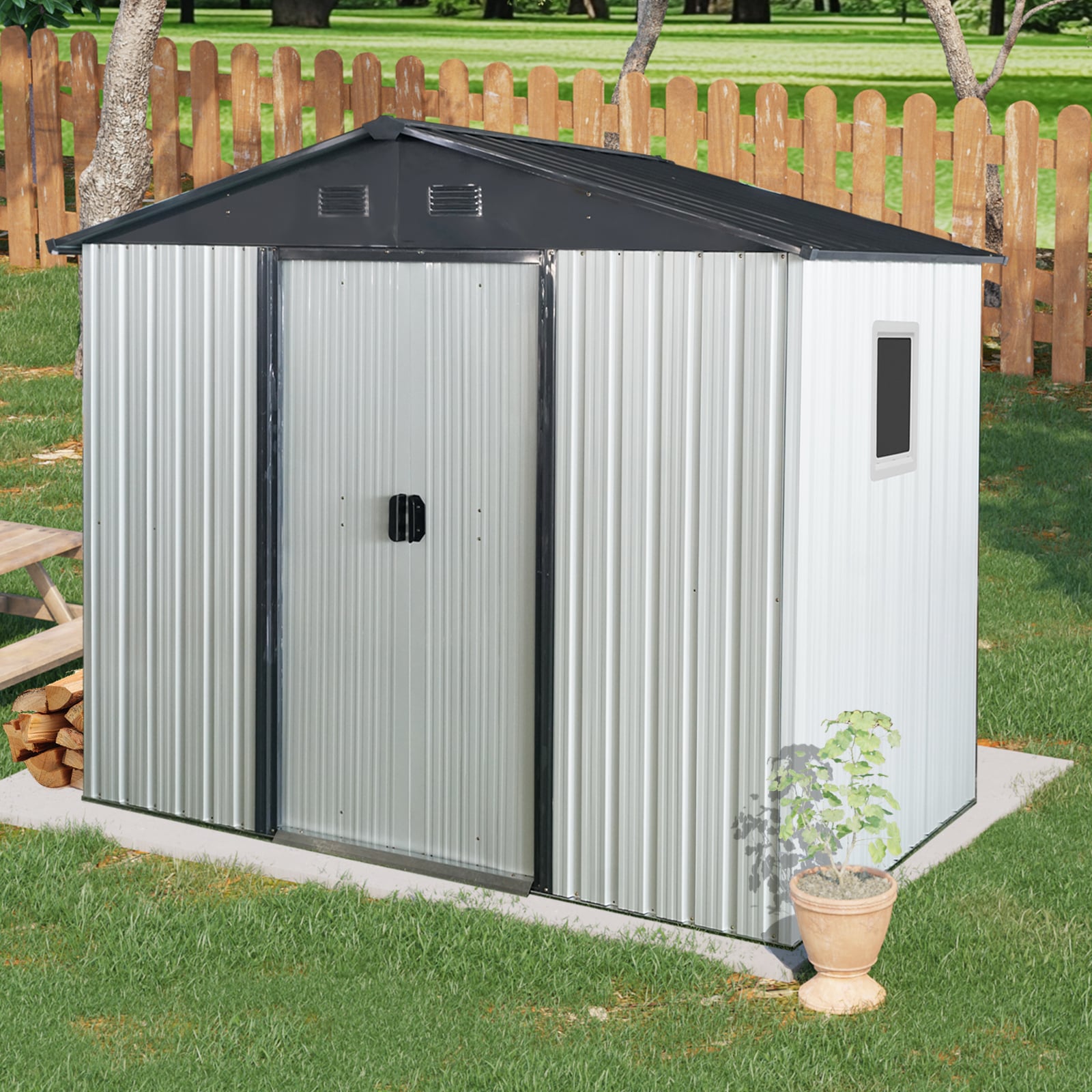 Xspracer ML-OS268WP 4.33-ft x 7.75-ft Galvanized steel Storage Shed