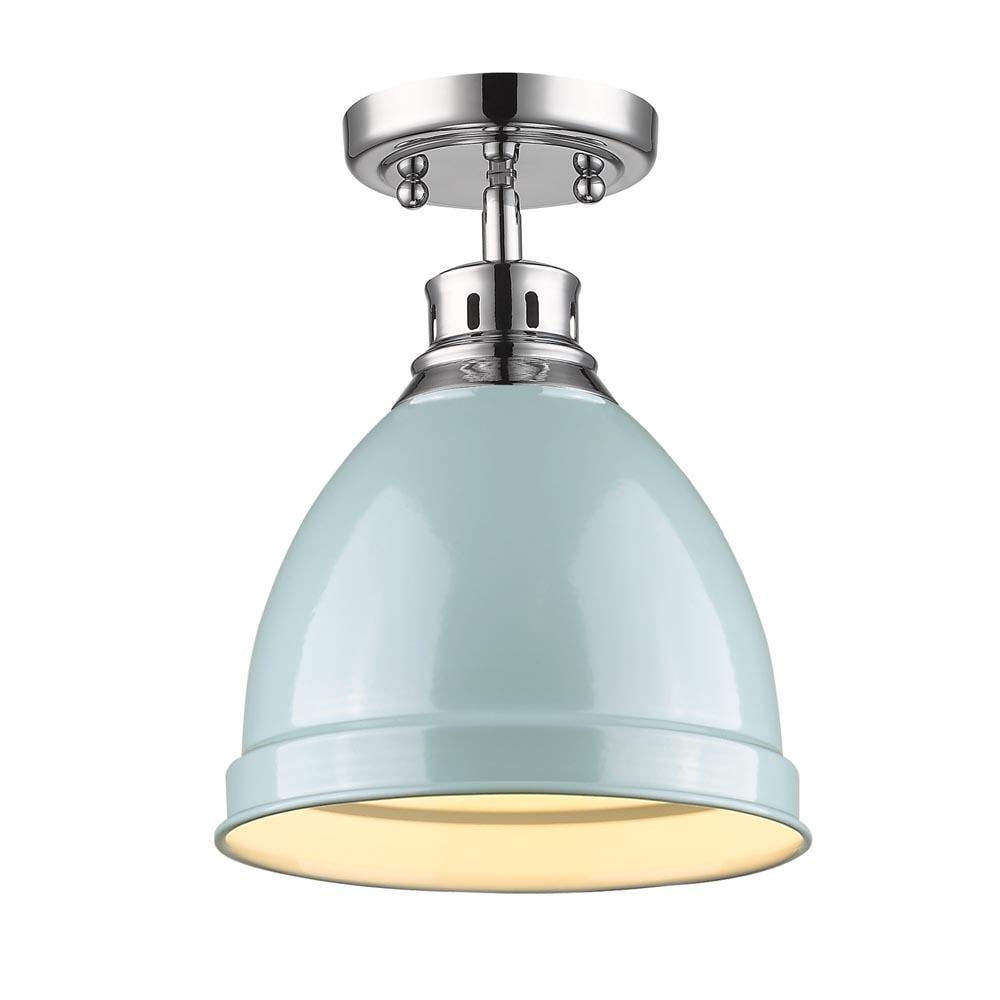Golden Lighting 3602-FM CH-SF Duncan 1 -Light 8.88-in Polished Chrome Outdoor Flush Mount Light