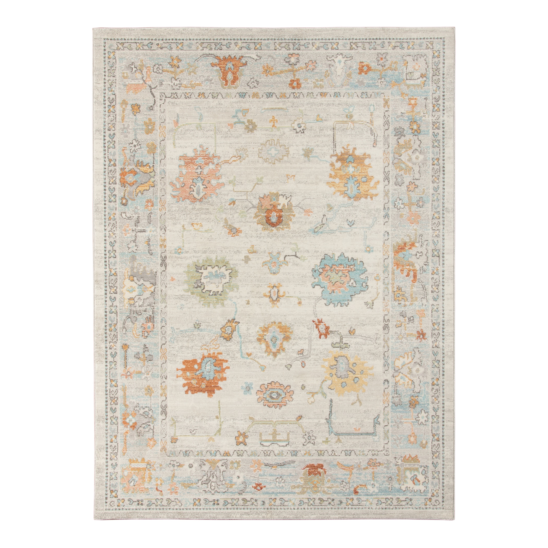 AMER BHM15176 Bohemian 5 x 7 (ft) Loomed Polypropylene Beige Rectangular Indoor/Outdoor Border Area rug
