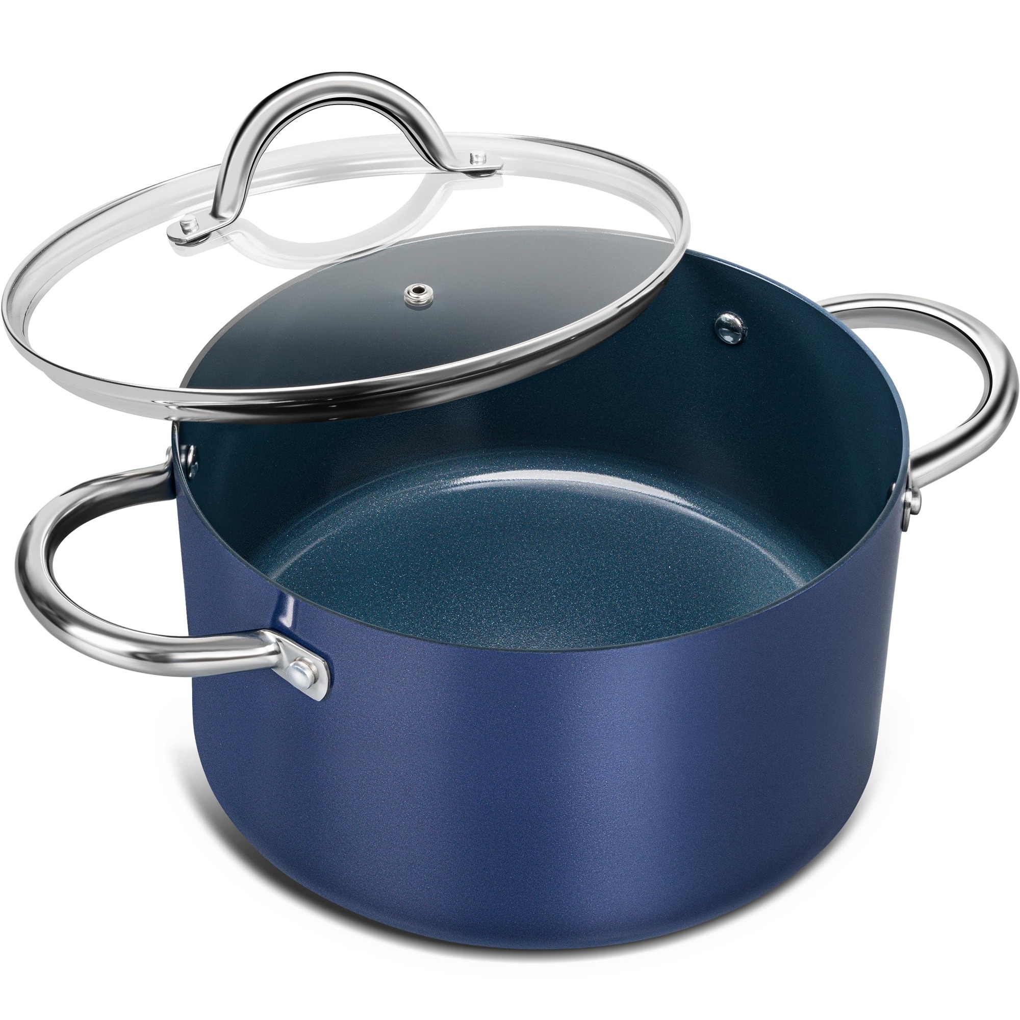 Aoibox  6 qt Nonstick Ceramic Stock Pot in Gray with Glass Lid PFOA Free Aluminum Body Induction Compatible