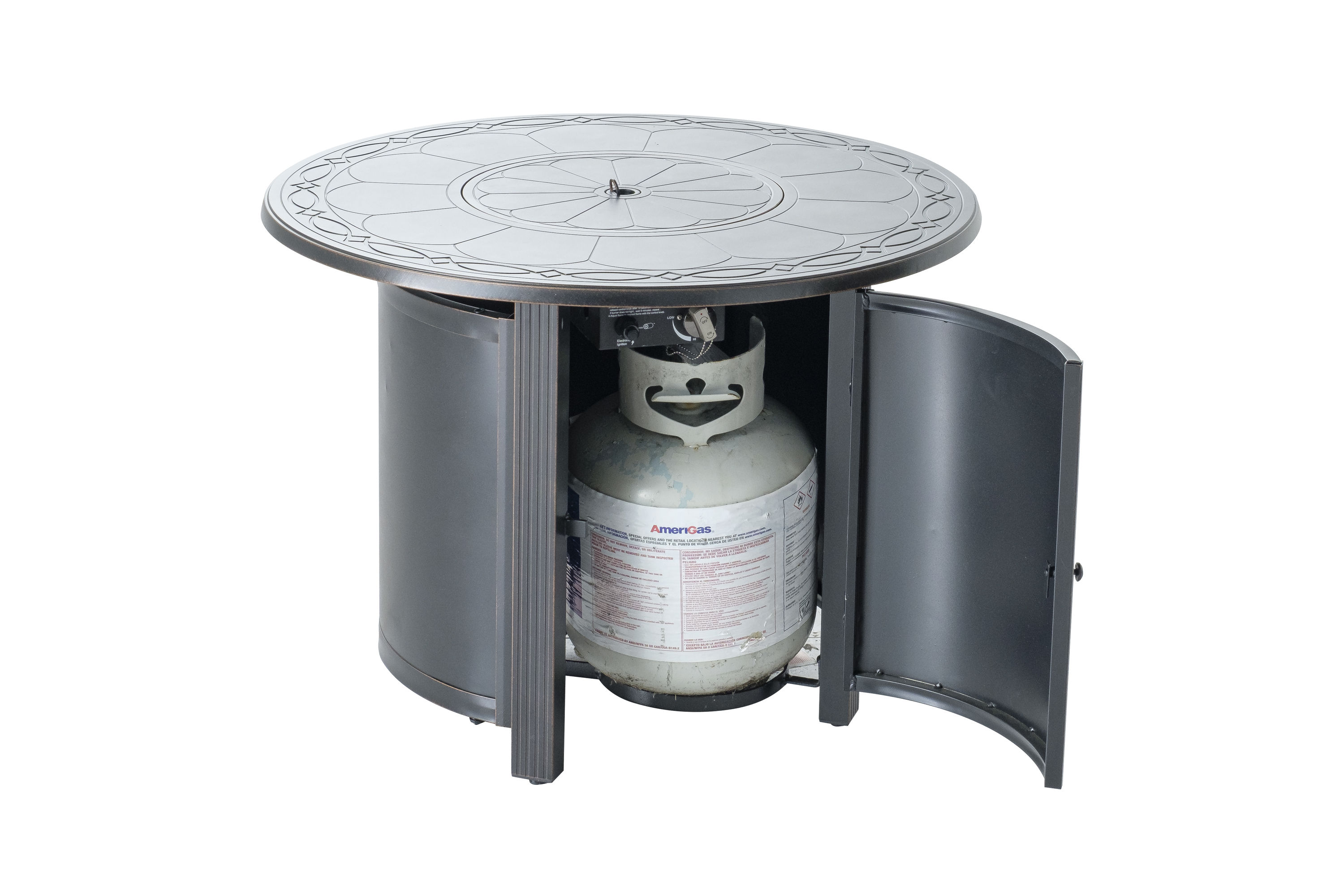 Hartwick 34" Round Black Aluminum Gas Fire Pit Table