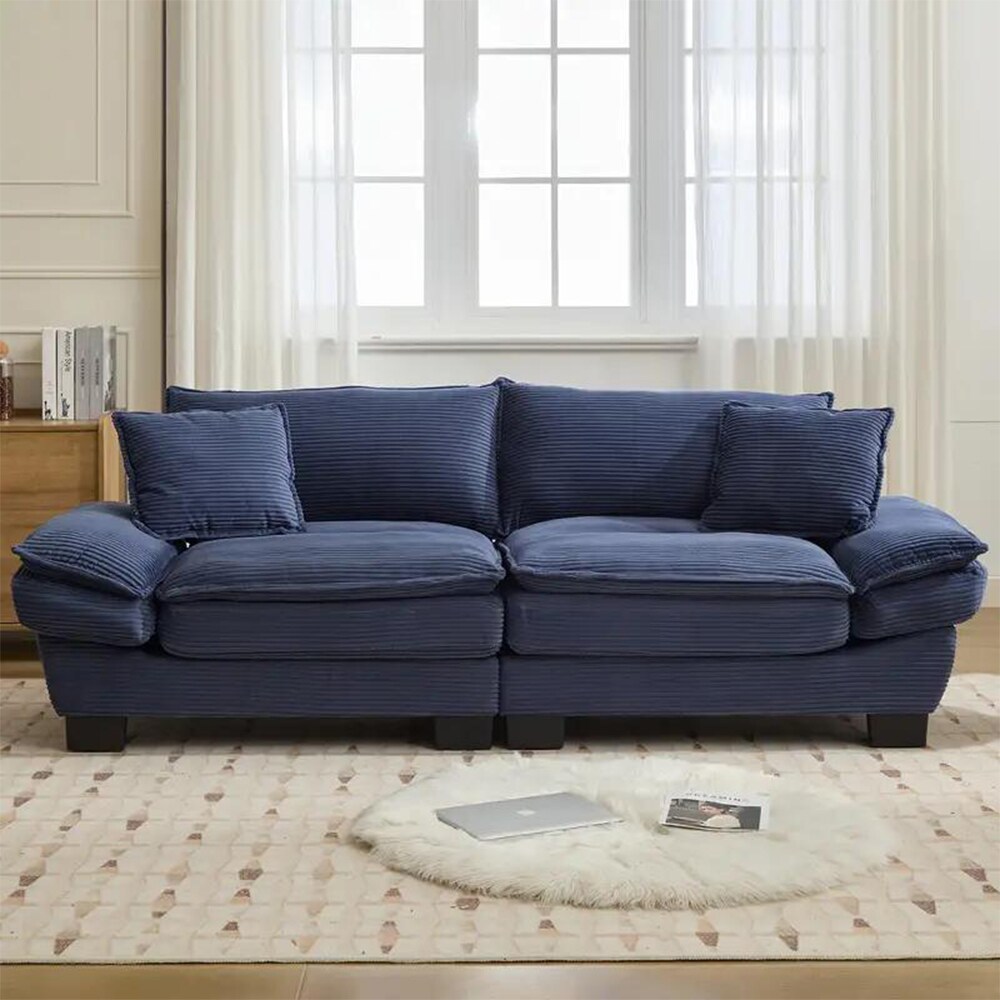 EXTRAUP YHLW676P184142 84-Inches Modern Blue Loveseat