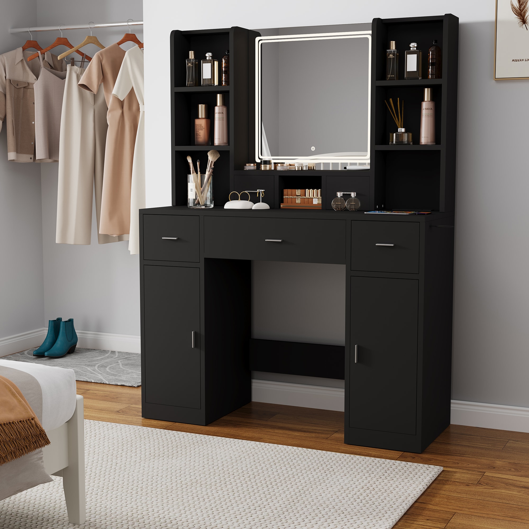 SINOFURN SYC080020BK Bedroom-Vanities - View #2