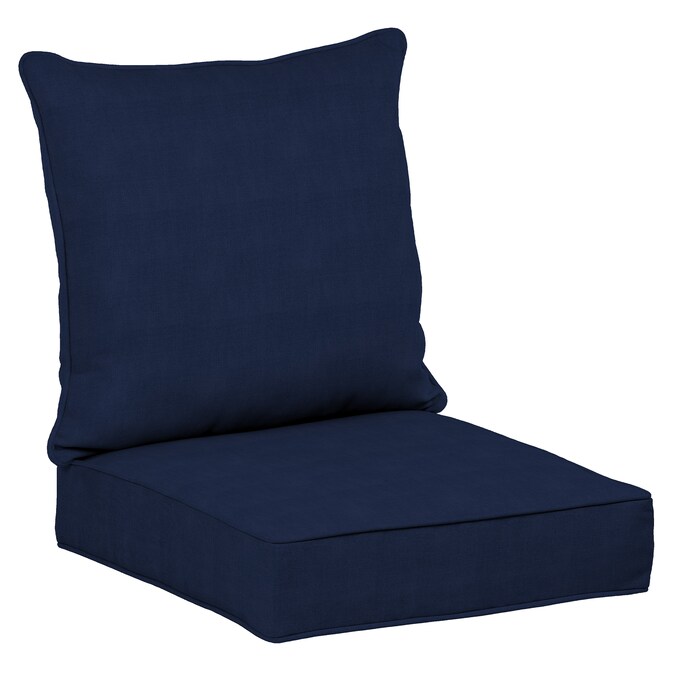 Allen Roth 2 Piece Madera Linen Navy Deep Seat Patio Chair Cushion In The Furniture Cushions Department At Com - Navy Blue Patio Seat Cushions