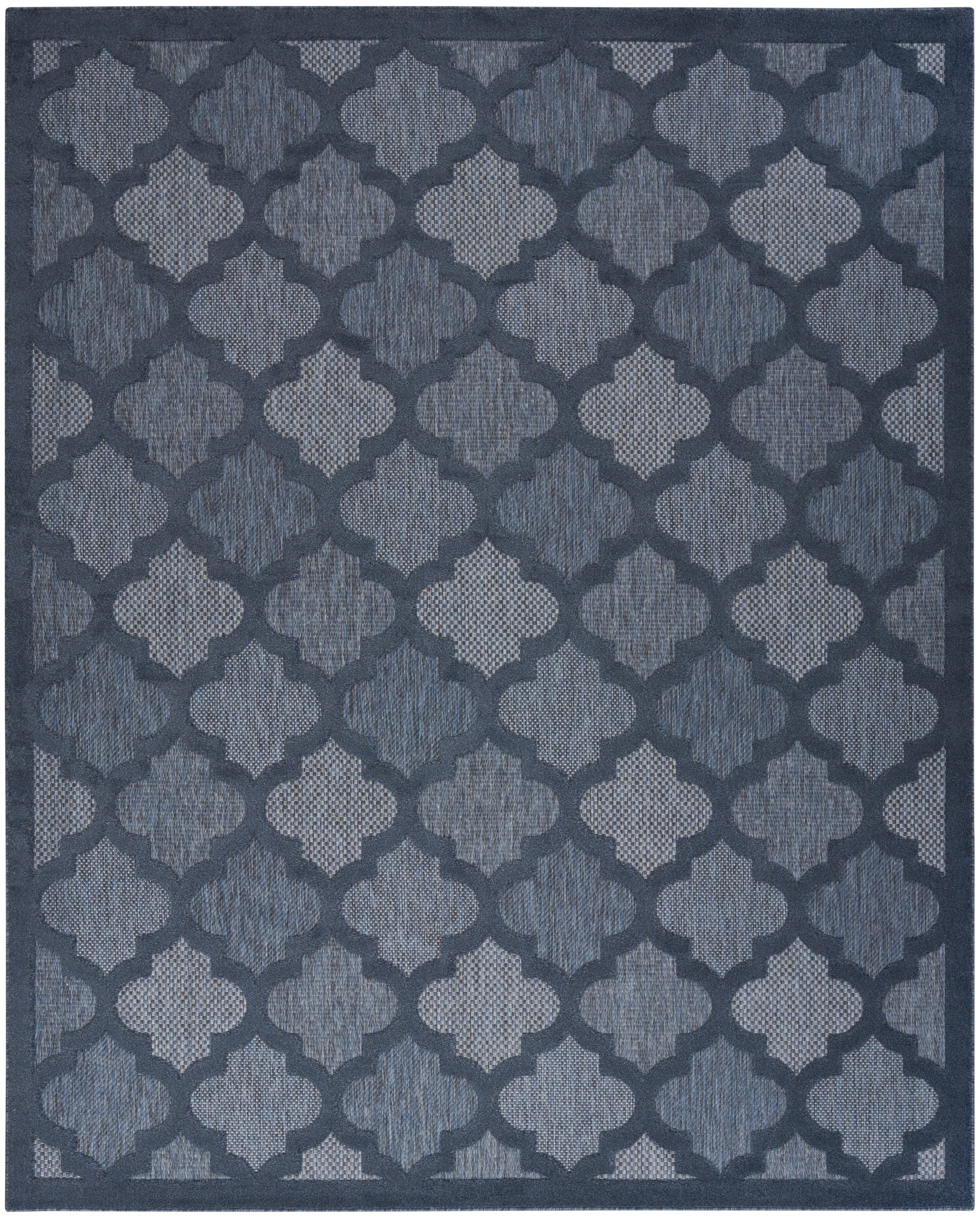 Navy Blue Trellis Synthetic Flat Woven 7' x 10' Area Rug