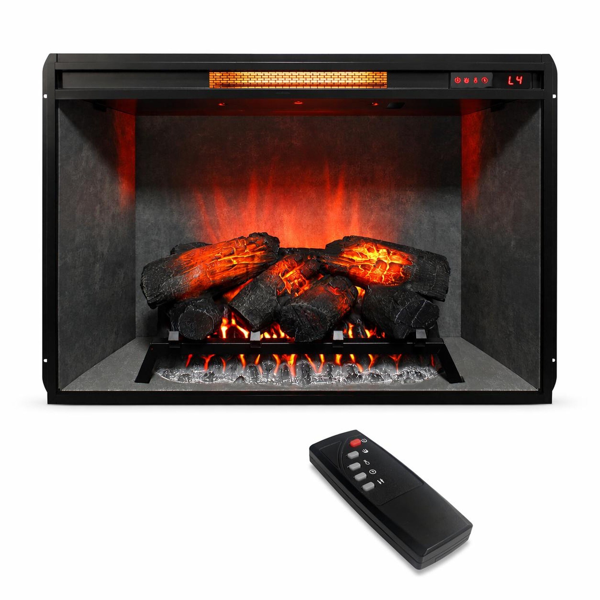 TEINIE 33 Inch Electric Fireplace Insert Touch Panel Home Decor Heater 4 Colors Real Flame