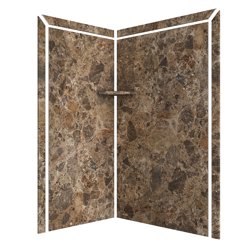 FlexStone Elegance 2 48-in x 36-in x 80-in Breccia Paradiso 2-Piece ...