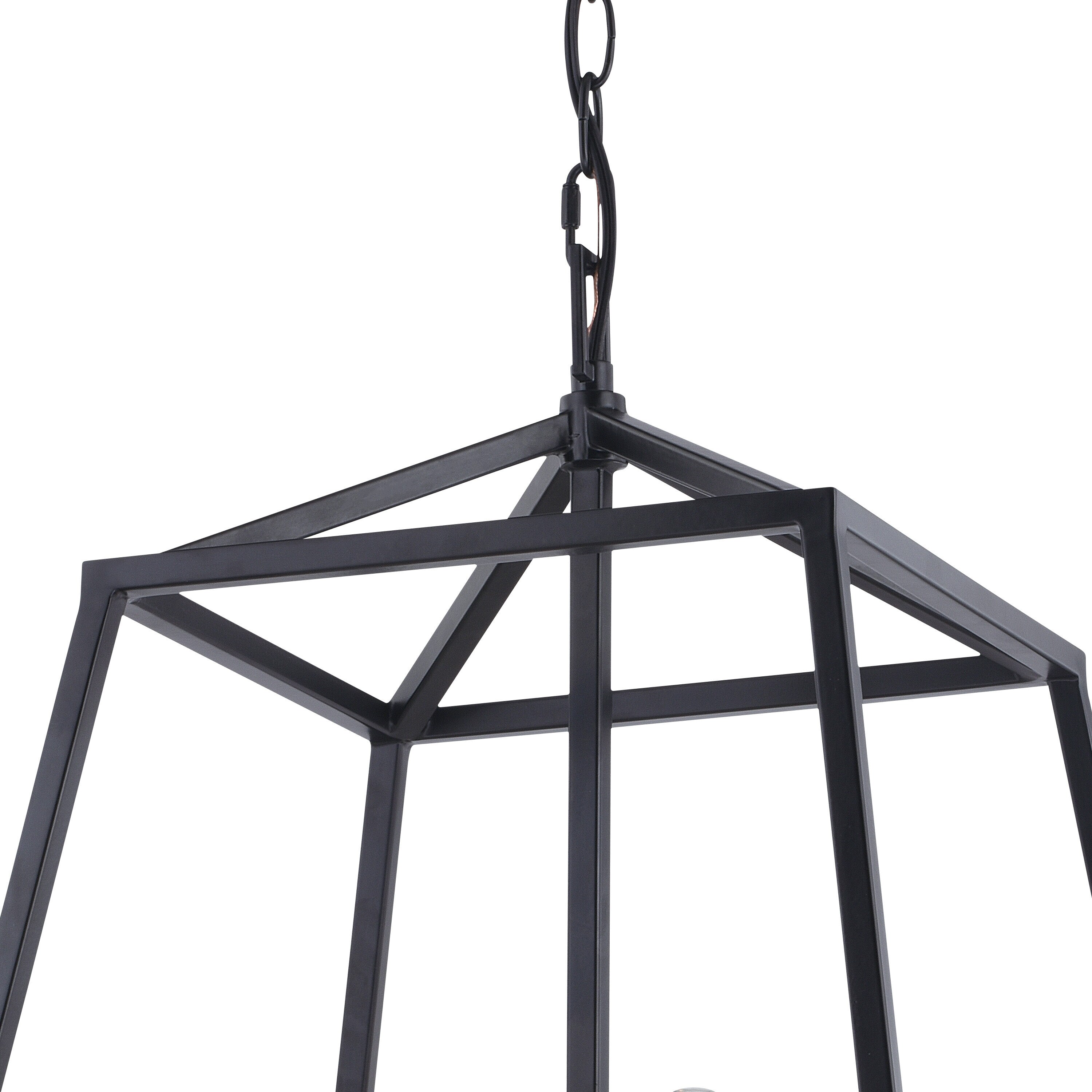 Hayes Black 4-Light Farmhouse Cage Pendant Lantern