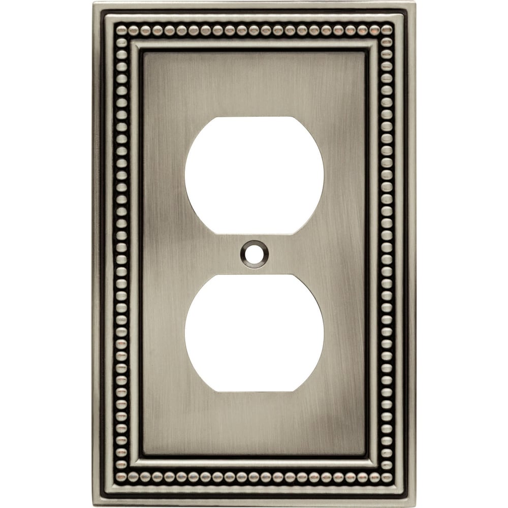 Brainerd W10103-BSP-UC Beaded 1 -Gang Standard Size Brushed Satin Pewter Natural fiber Indoor Duplex Wall Plate