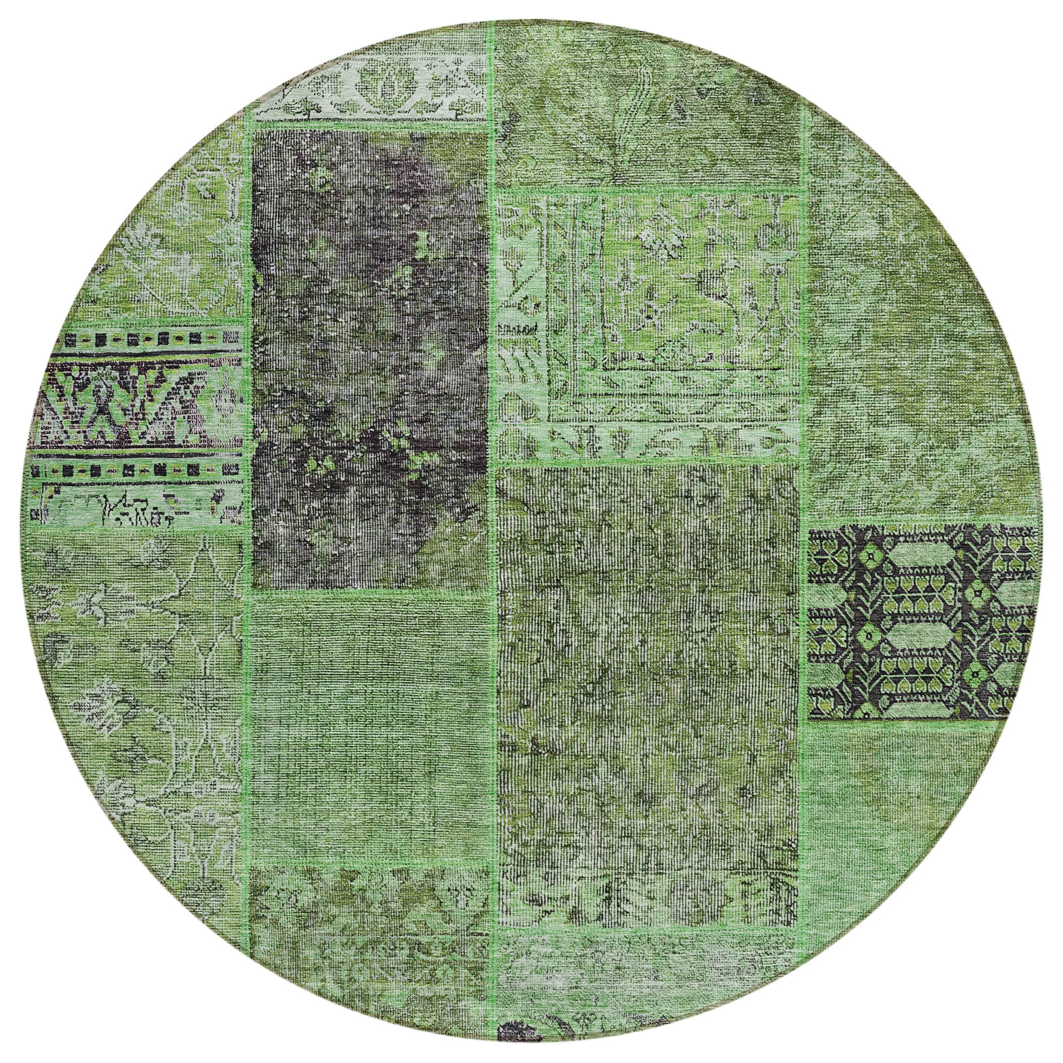 Addison Rugs ACN669GE8RO Chantille ACN669GE 8 x 8 (ft) Polyester Green Round Indoor/Outdoor Geometric Machine washable Area rug