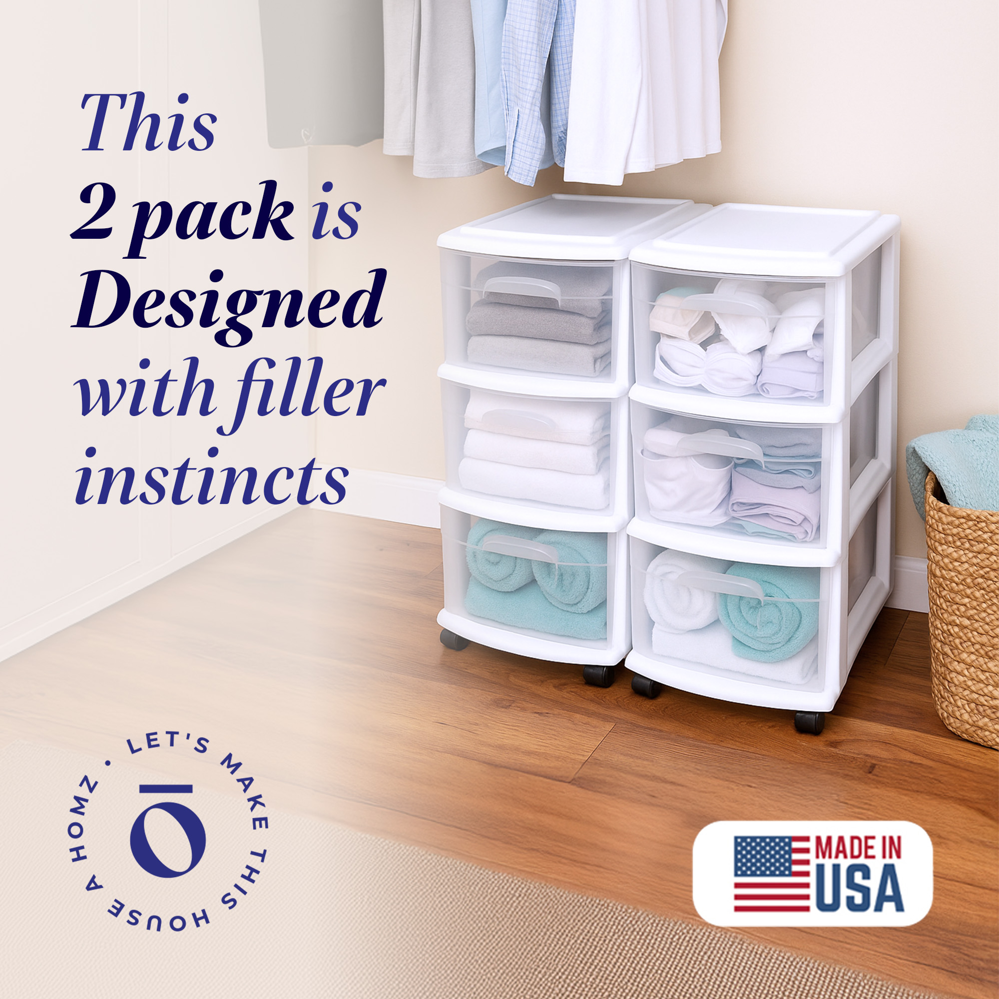 3 drawer dresser plastic Sterilite Wide 3 Drawer Tower, Plastic Storage Organizer with Removable Decorative Bins, Easy to Assemble