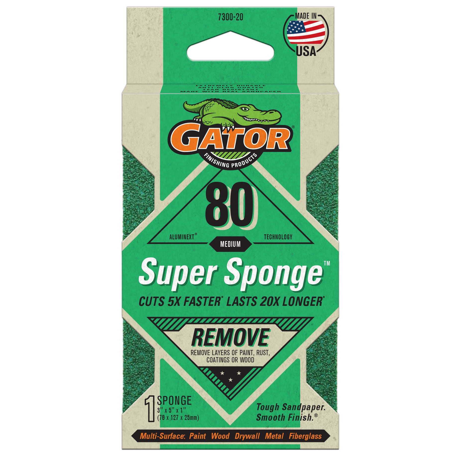 Gator 730020 AlumiNext Medium 80-Grit Sanding block 3-in x 5-in