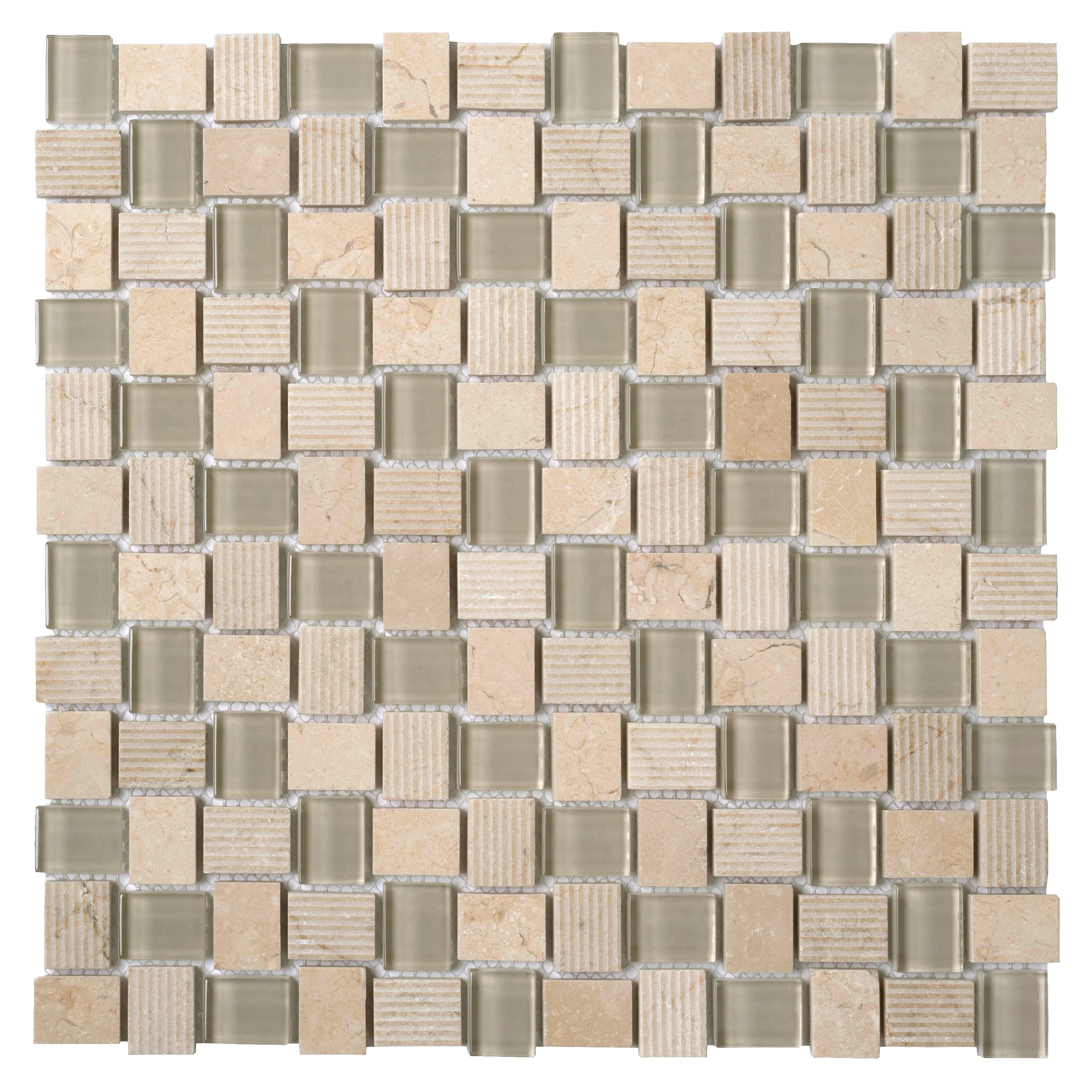 Apollo Tile APLBL8804CMASAMPLE (Sample) Sparta Beige 4-in x 4-in Polished Marble Basketweave Patterned Thinset Mortar Floor and Wall Tile