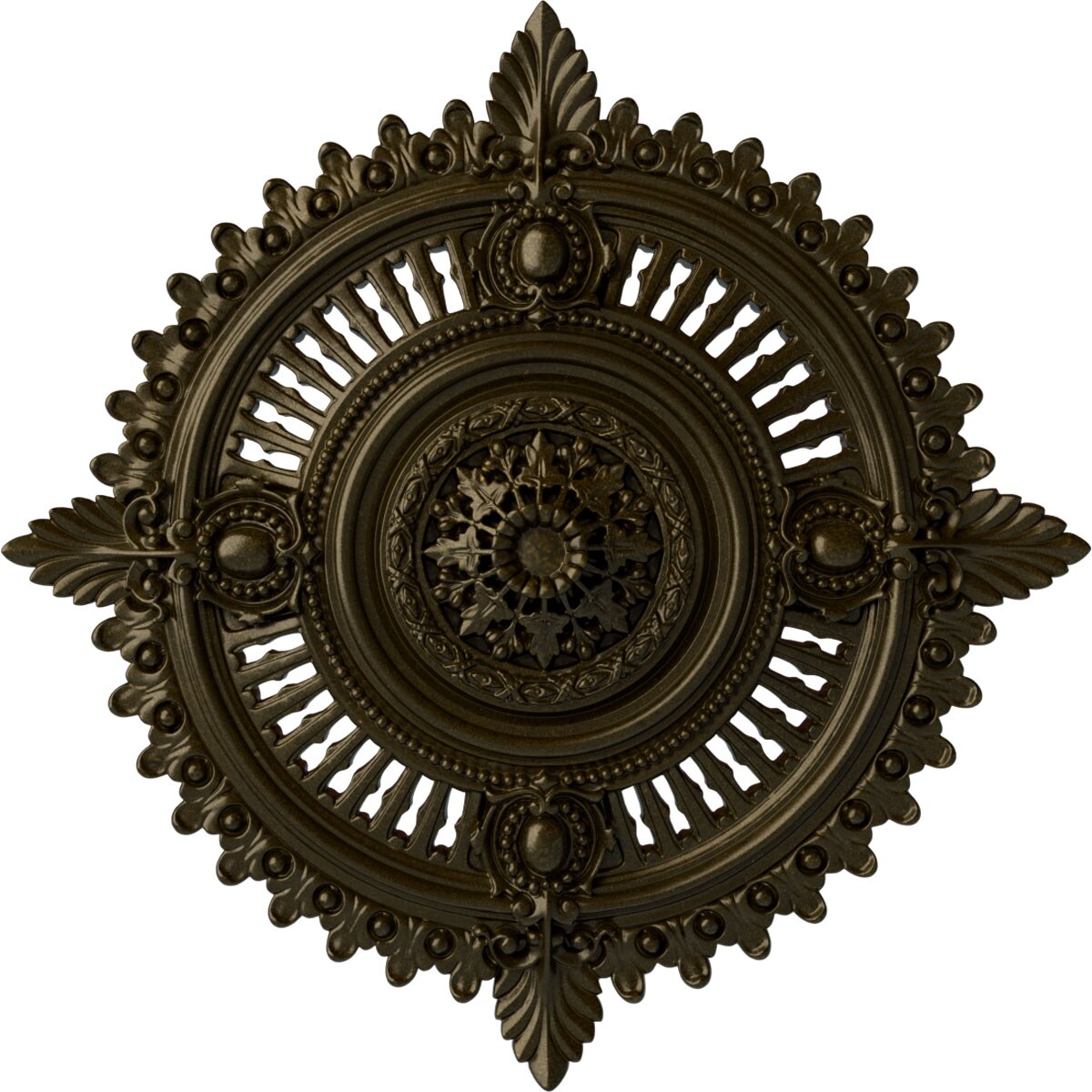 Ekena Millwork CM29HYGGS Haylynn 29.125-in W x 29.125-in L Painted Green Gold Polyurethane Whole Ceiling Medallion