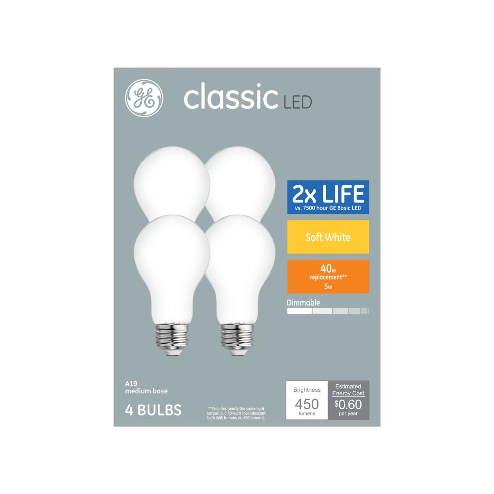 handig meer Schaar GE Classic 40-Watt EQ A19 Soft White Medium Base (e-26) Dimmable LED Light  Bulb (4-Pack) in the General Purpose LED Light Bulbs department at Lowes.com