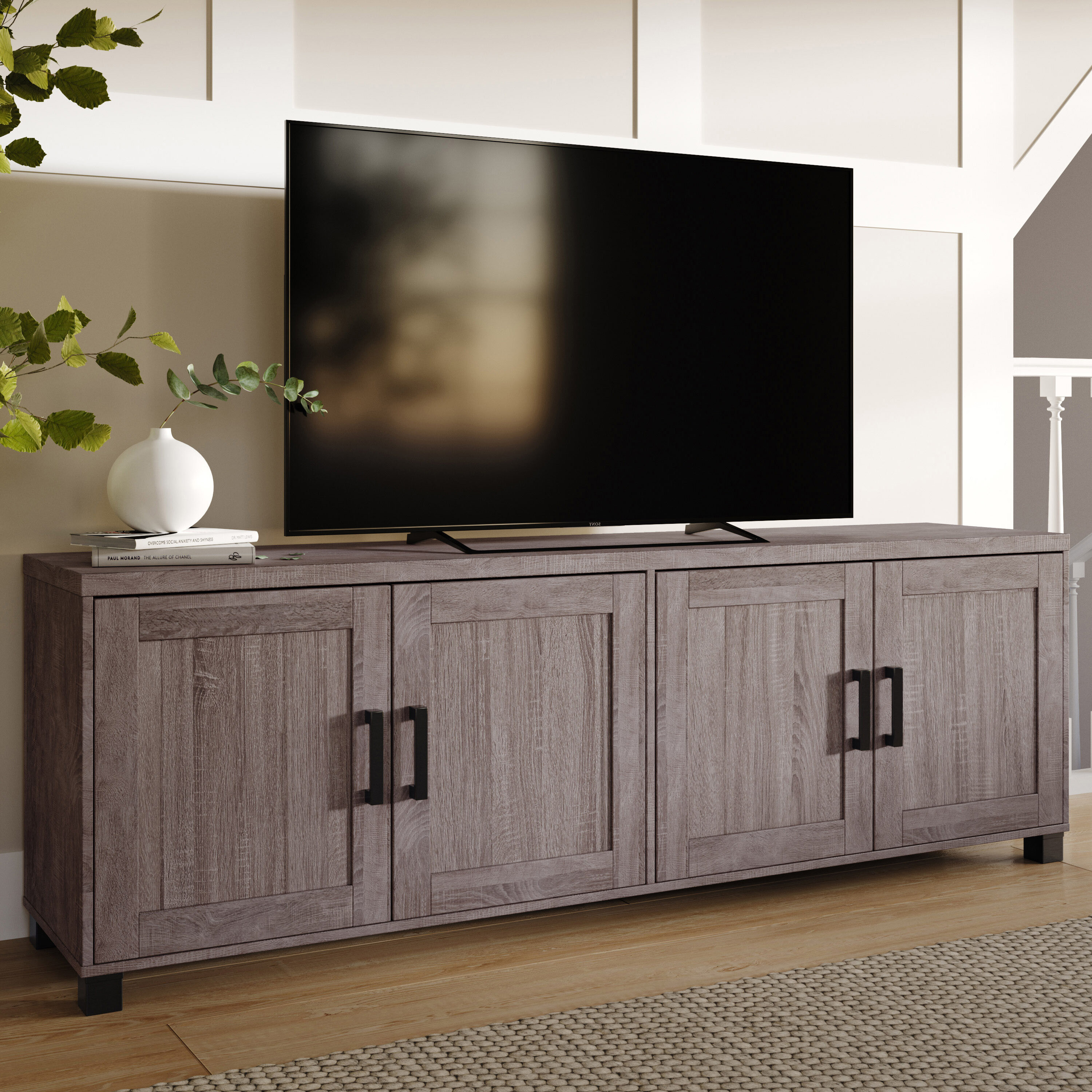 Virlomi Brown 71" Engineered Wood TV Stand with Cabinet