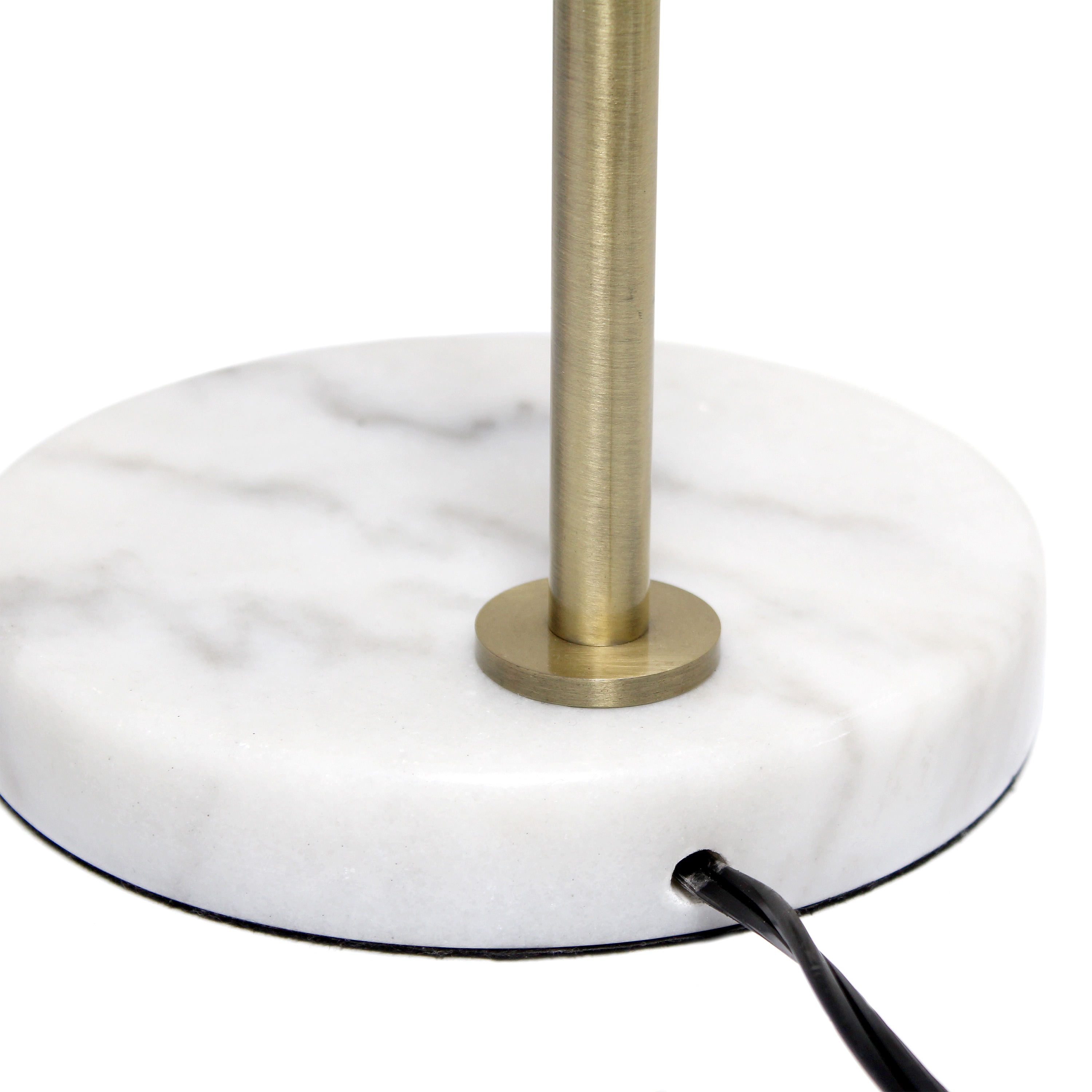 21" White Globe Shade Table Lamp with Marble Base and Brass Arm