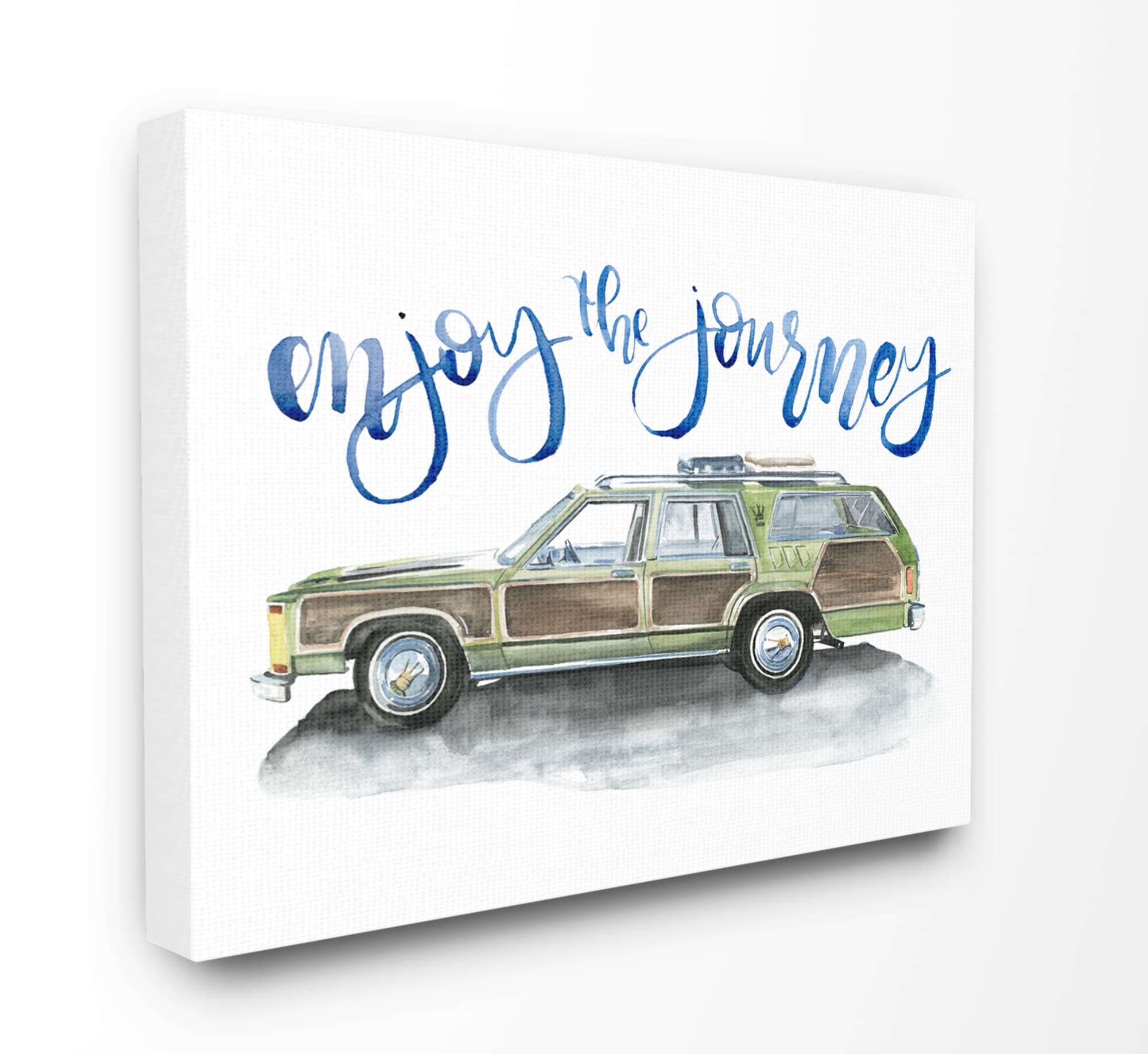 Stupell Industries STP-145-CN-24X30 Enjoy The Journey Green Station Wagon Watercolor Jennifer Paxton Parker 30-in H x 24-in W Abstract Print on Canvas
