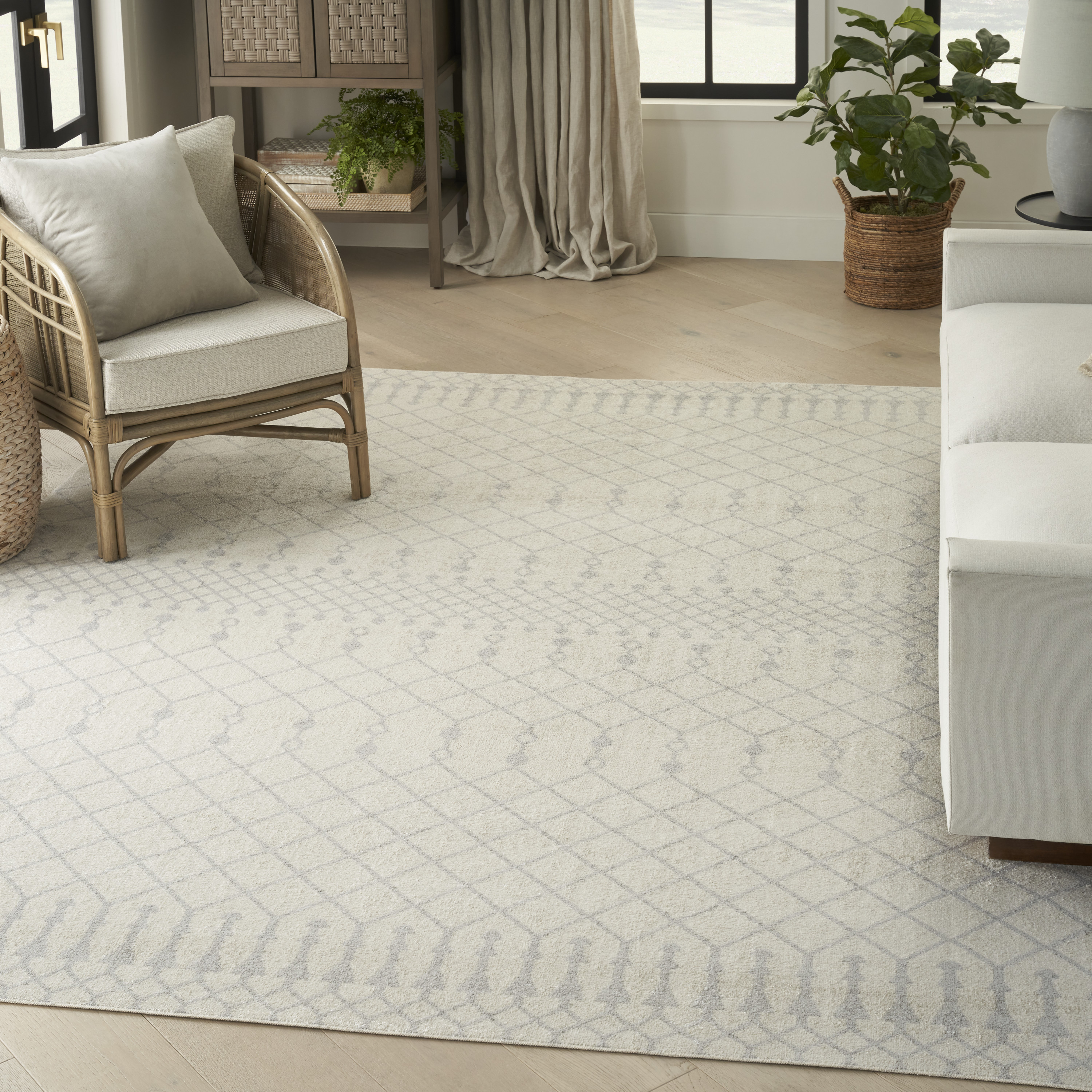 Nourison 099446123640 Astra Machine Washable 9 x 12 (ft) Loomed Polyester Ivory Rectangular Indoor Tribal Bohemian/Eclectic Machine washable Area rug