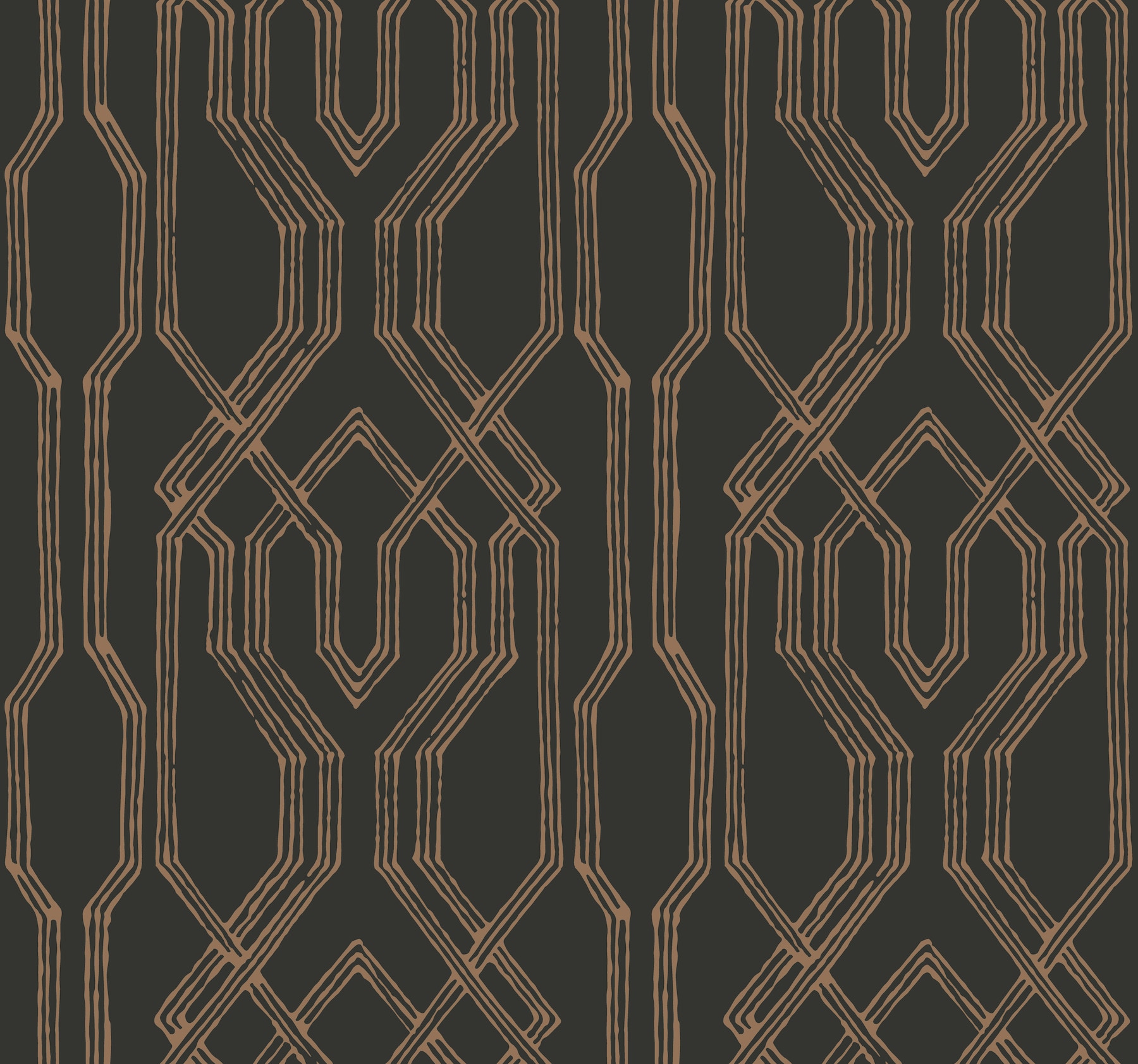 York Wallcoverings AF6562 Ronald Redding Designs Tea Garden 60.8-Sq. Feet Black Non-woven Geometric Unpasted Wallpaper