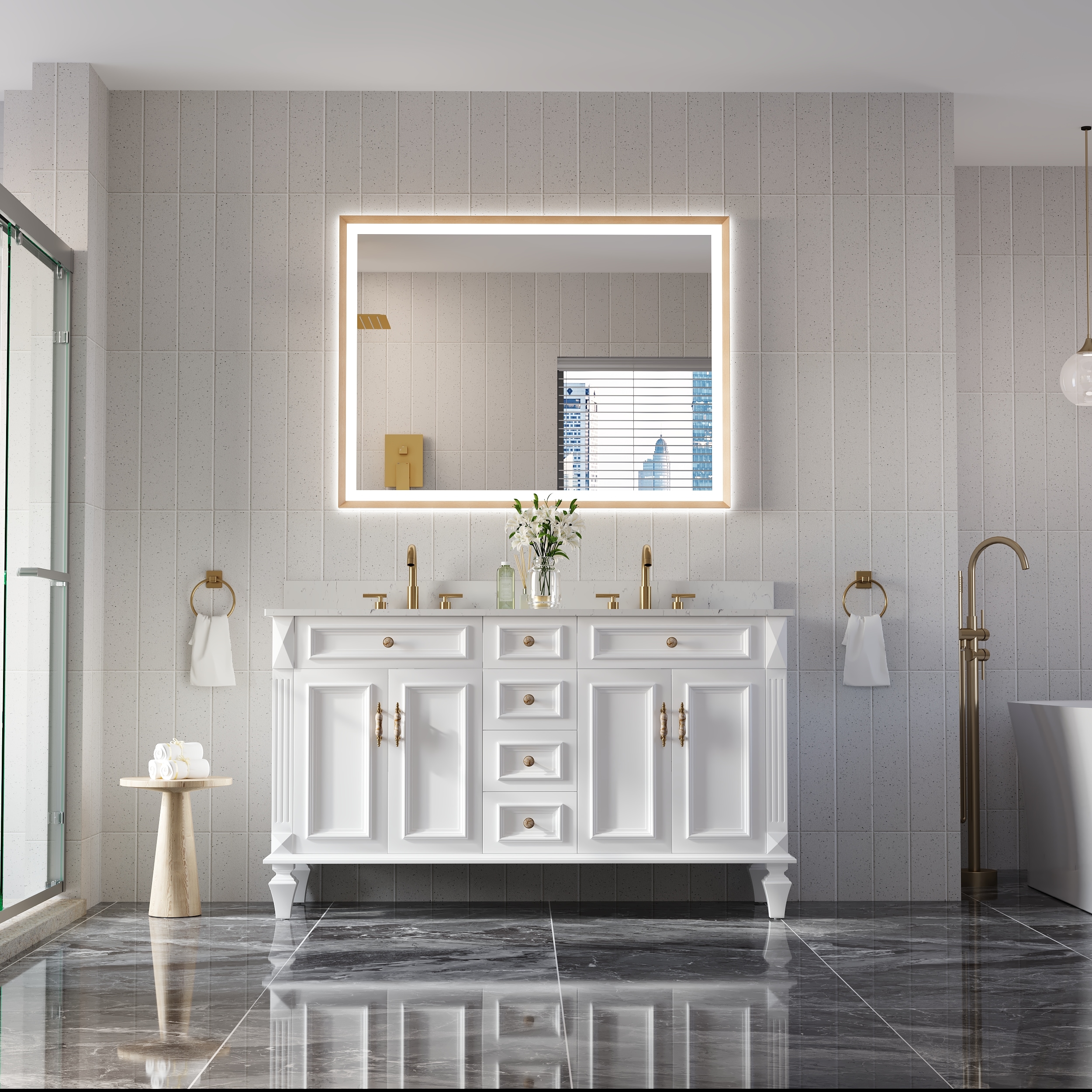 WELLFOR W6FM4836BG Framed-Bath-Mirrors - View #3