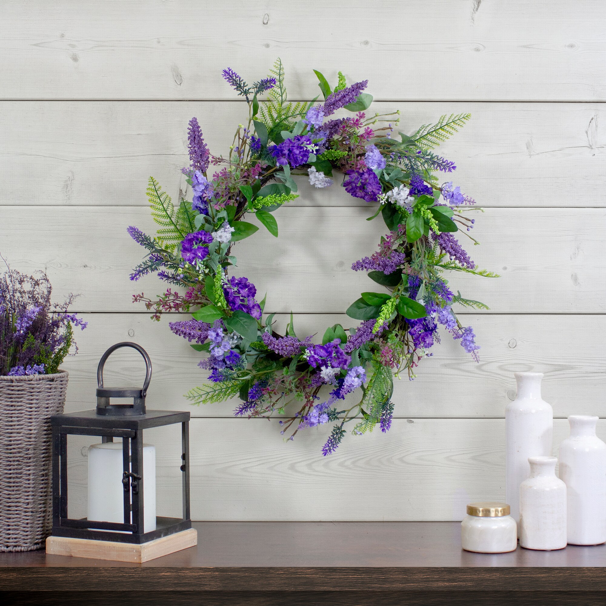 Northlight Hello Spring Purple Lavender Wreath - 20-in Round 