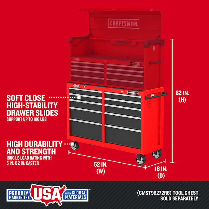 Shop CRAFTSMAN 2000 52-In 10-Drawer Cabinet - Red & 150 Shop CRAFTSMAN 2000 52-In 10-Drawer Cabinet - Red & 150