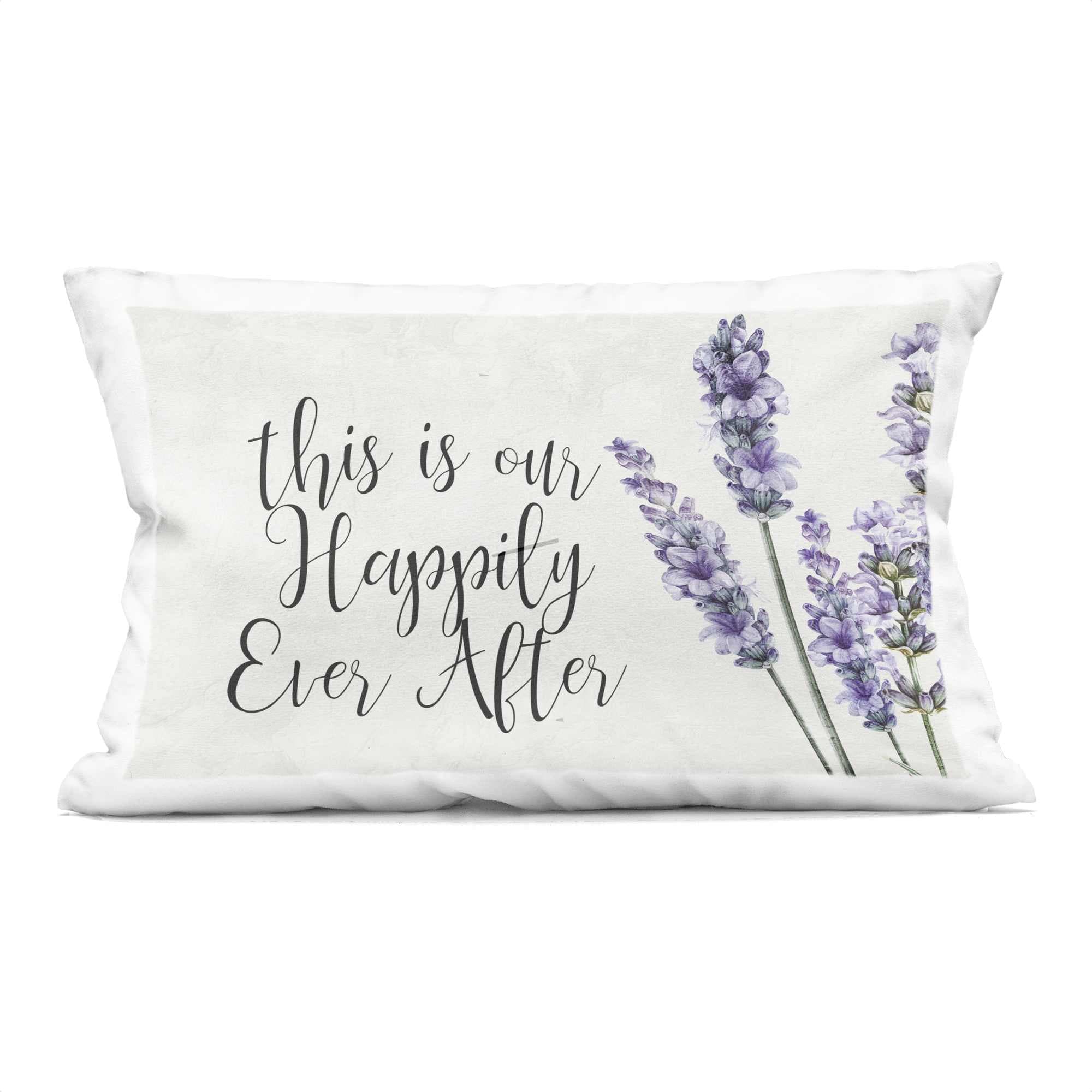Stupell Industries PLP-611-RCW-14X20 Happily Ever After Lavender Decorative Printed Throw Pillow design by Kim Allen 14 x 20