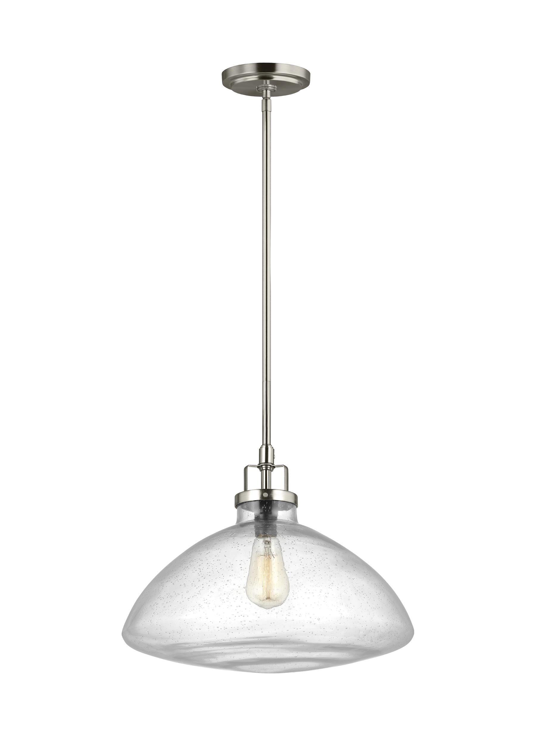 Belton Transitional Brushed Nickel Pendant with Seeded Glass Shade