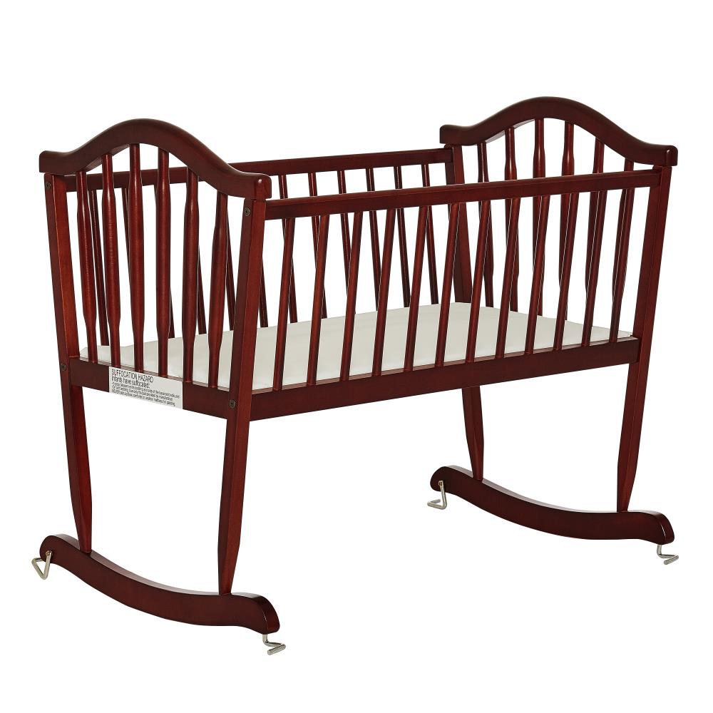 Dream On Me Traditional Cherry Wood Rocking Cradle Crib with Arched ...