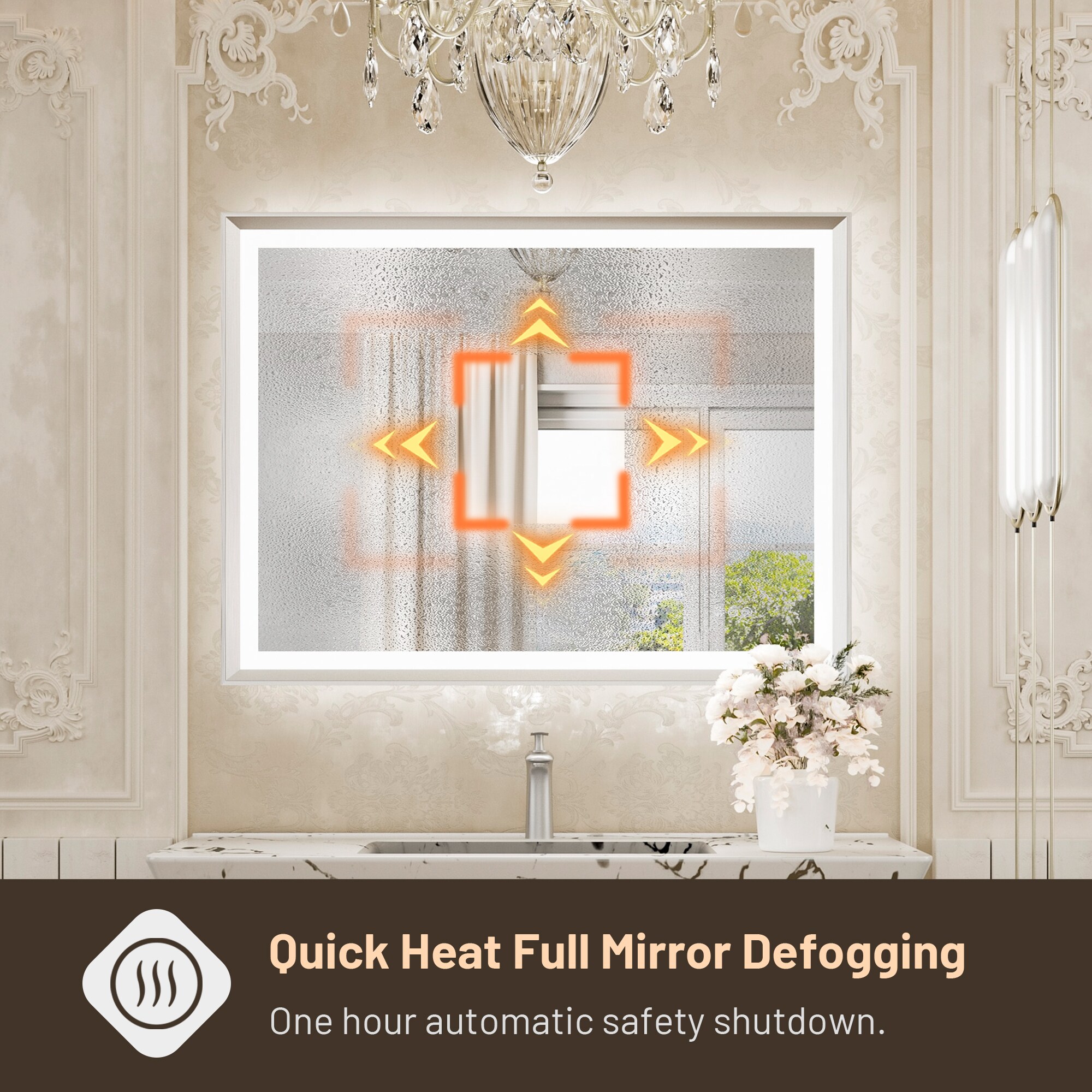Keonjinn LW-ZBGSSW-18090SI Framed-Bath-Mirrors - View #7