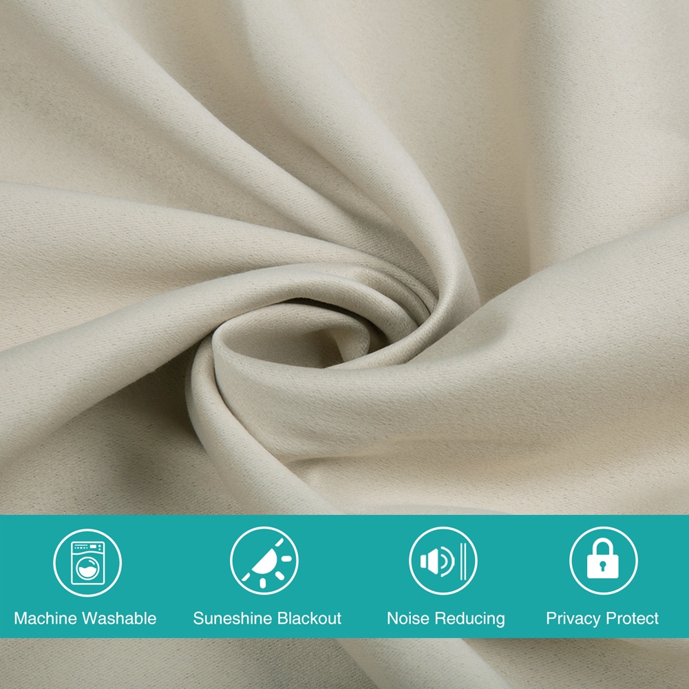 Shatex 95-in Beige Blackout Grommet Single Curtain Panel in the ...