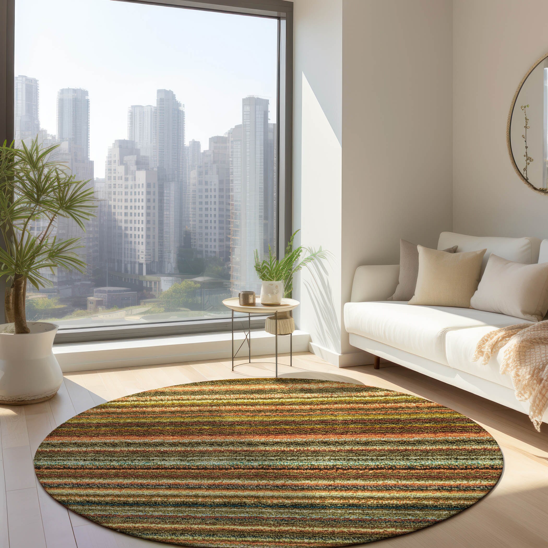 Addison Rugs ACN598CR8RO Chantille ACN598CR 8 x 8 (ft) Polyester Coral Round Indoor/Outdoor Abstract Machine washable Area rug
