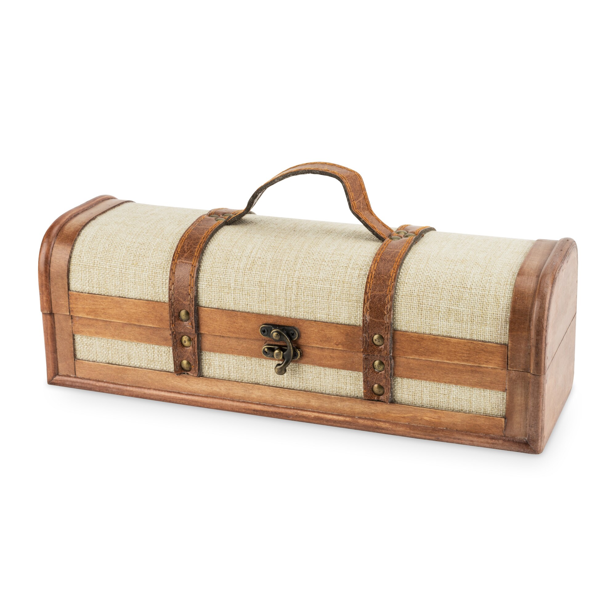 Twine Single Bottle Vintage Striped Trunk Wine Box #7679