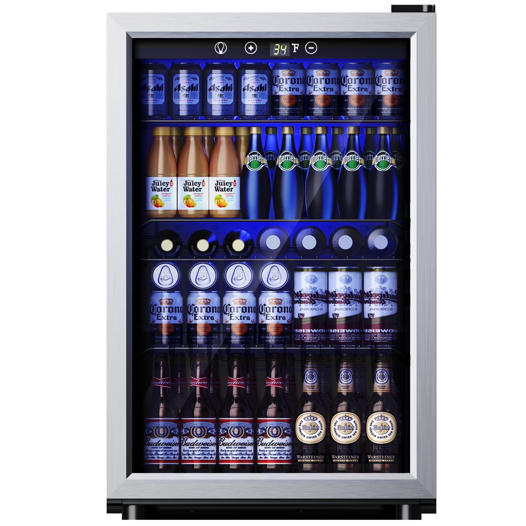 SIMZLIFE BR001-145SI 20-in 150-Can Capacity Sliver Freestanding/Built-in Beverage Refrigerator with Reversible Door and Adjustable Shelves