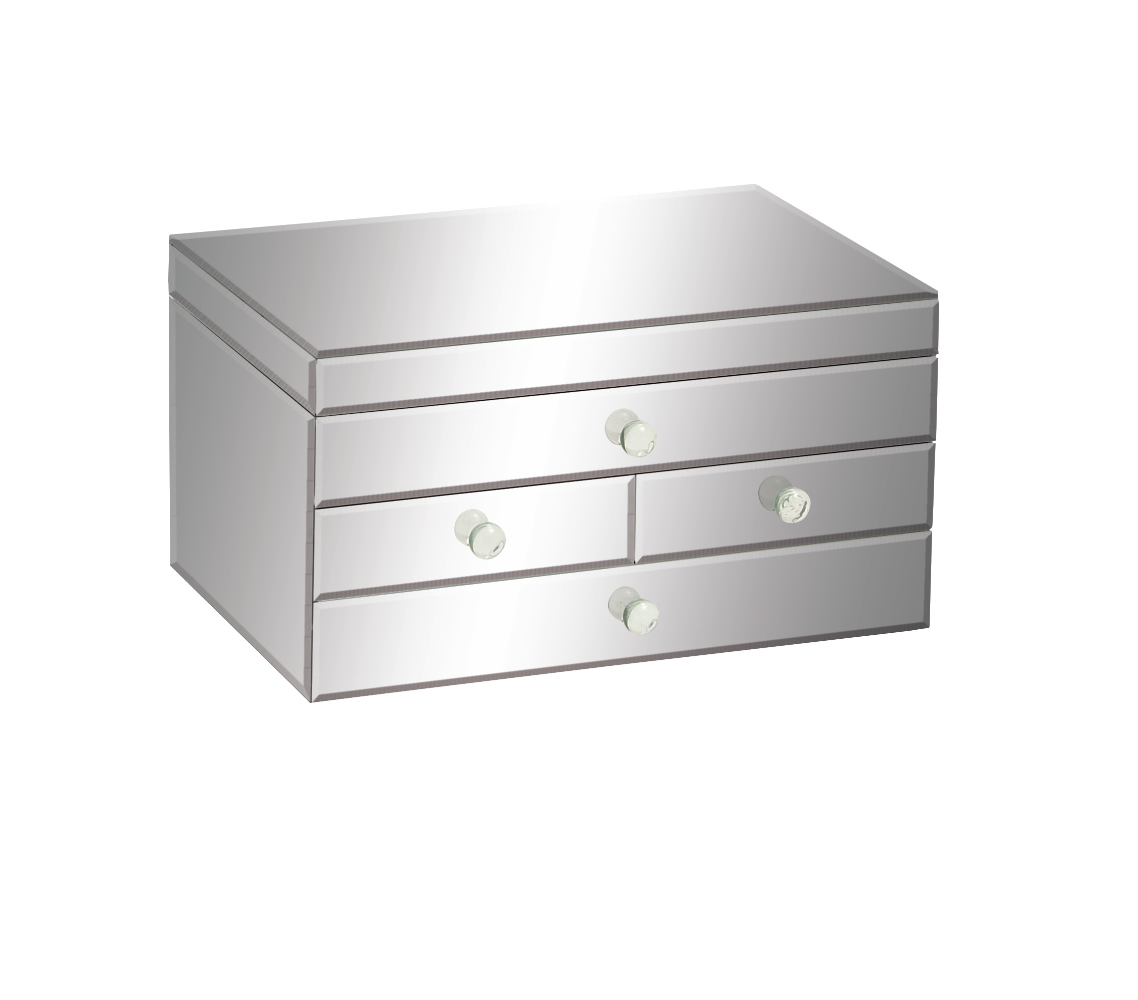 Mirrored Jewelry Box Organizer Armoire Cabinet - White