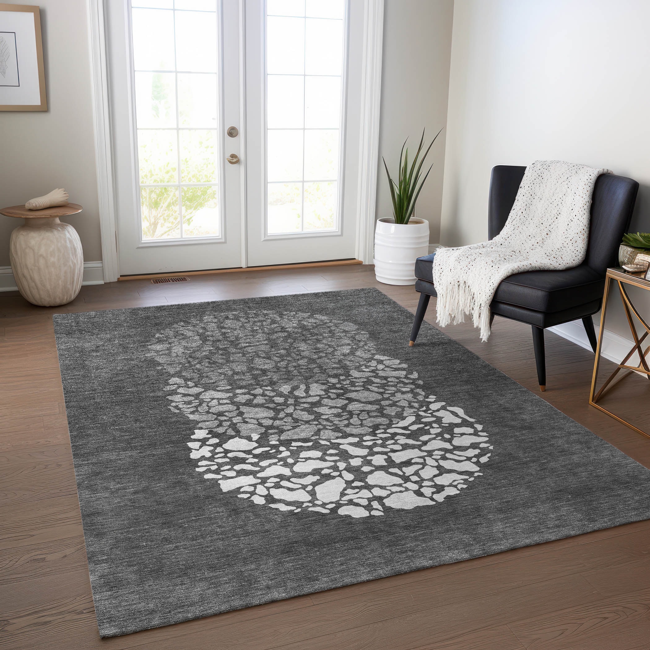 Addison Rugs ACN643CC10X14 Chantille ACN643CC 10 x 14 (ft) Polyester Charcoal Rectangular Indoor/Outdoor Geometric Machine washable Area rug