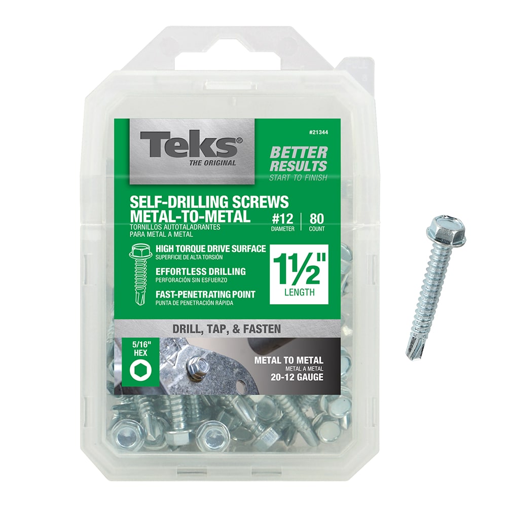 Teks #12 x 1-1/2-in Socket Hex-Drive Sheet Metal Screws (80-Count) in the  Specialty Screws department at