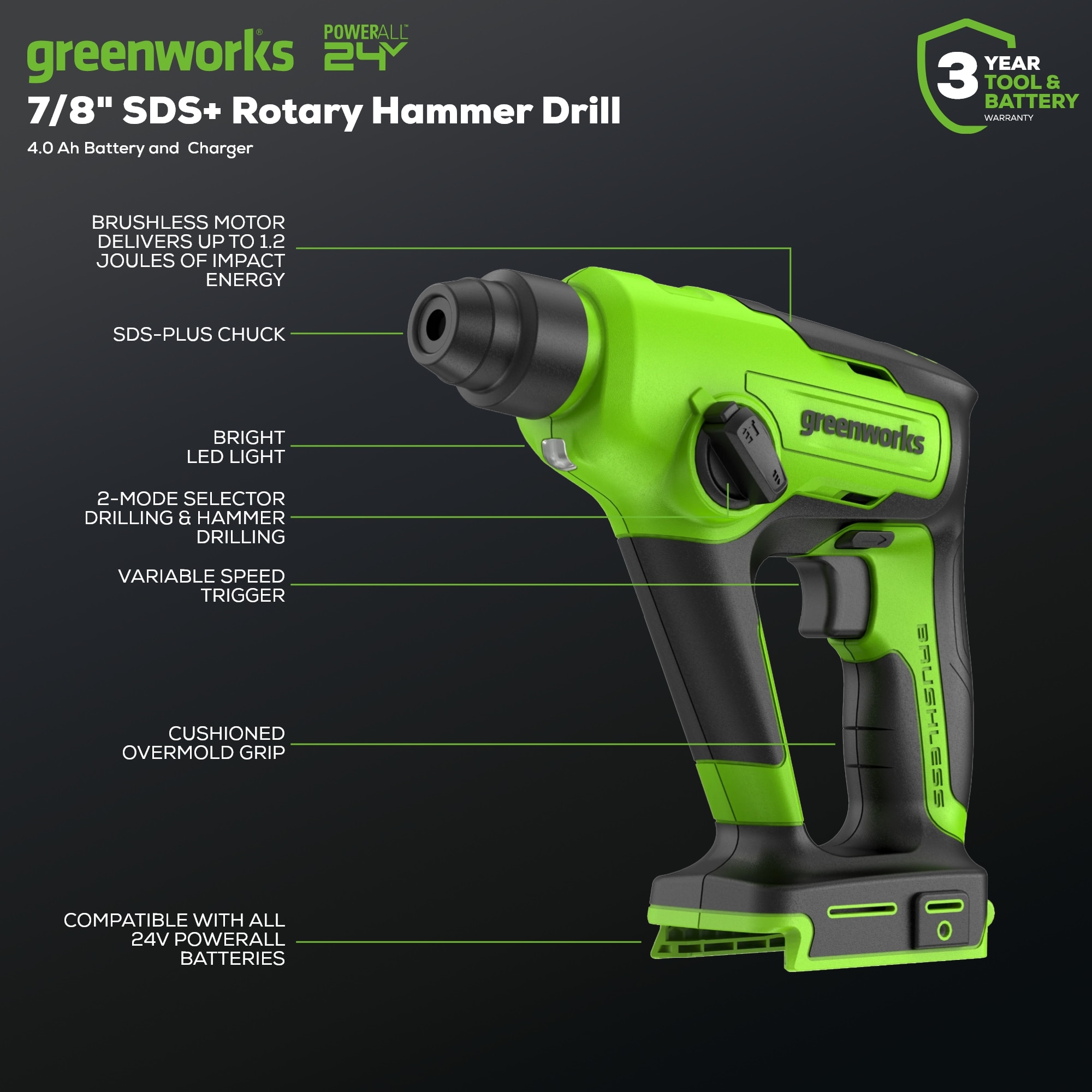 Greenworks 3805802 Cordless-Rotary-Hammers - View #3