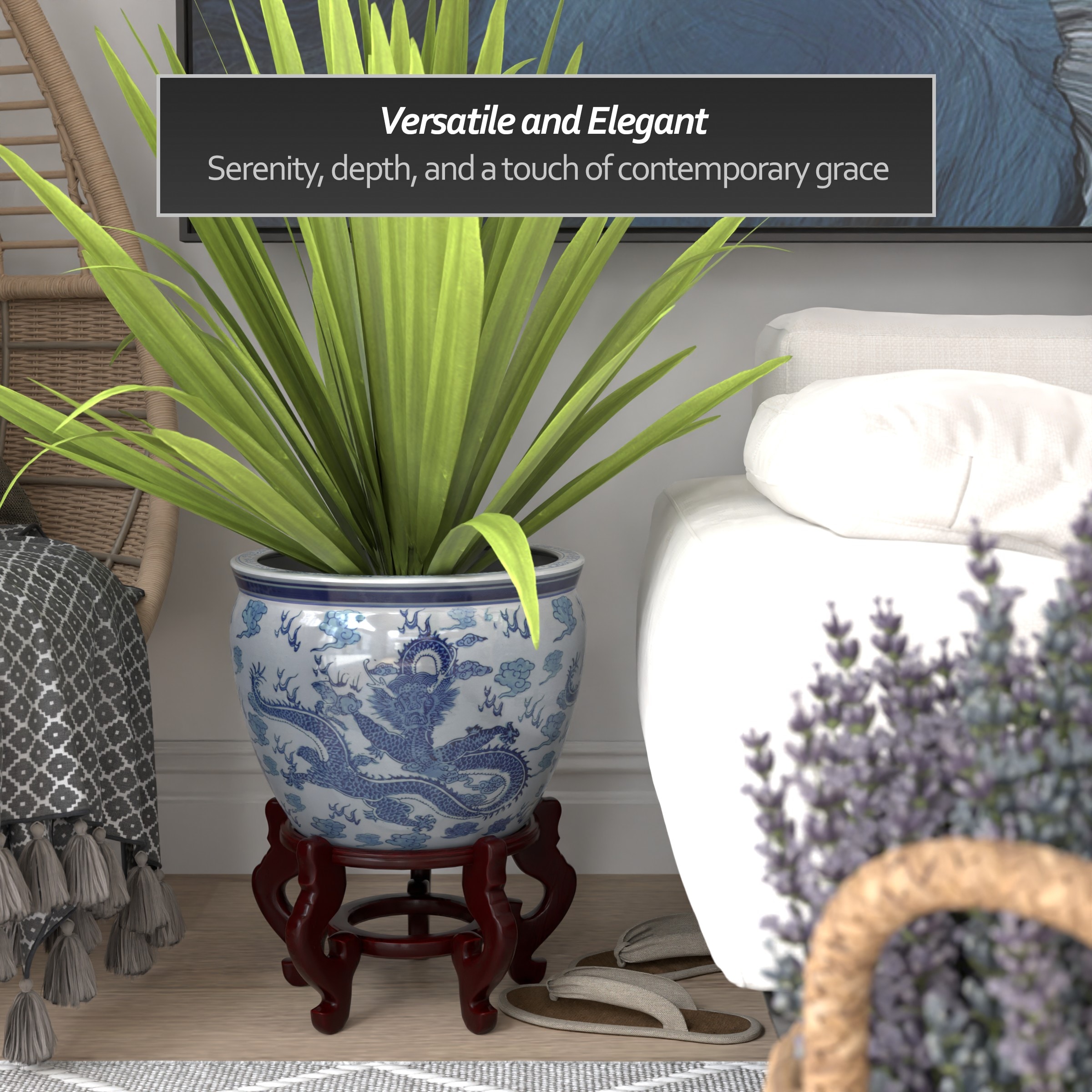 Oriental Furniture BW-14FISH-DRG1 Planter-Window-Box - View #4
