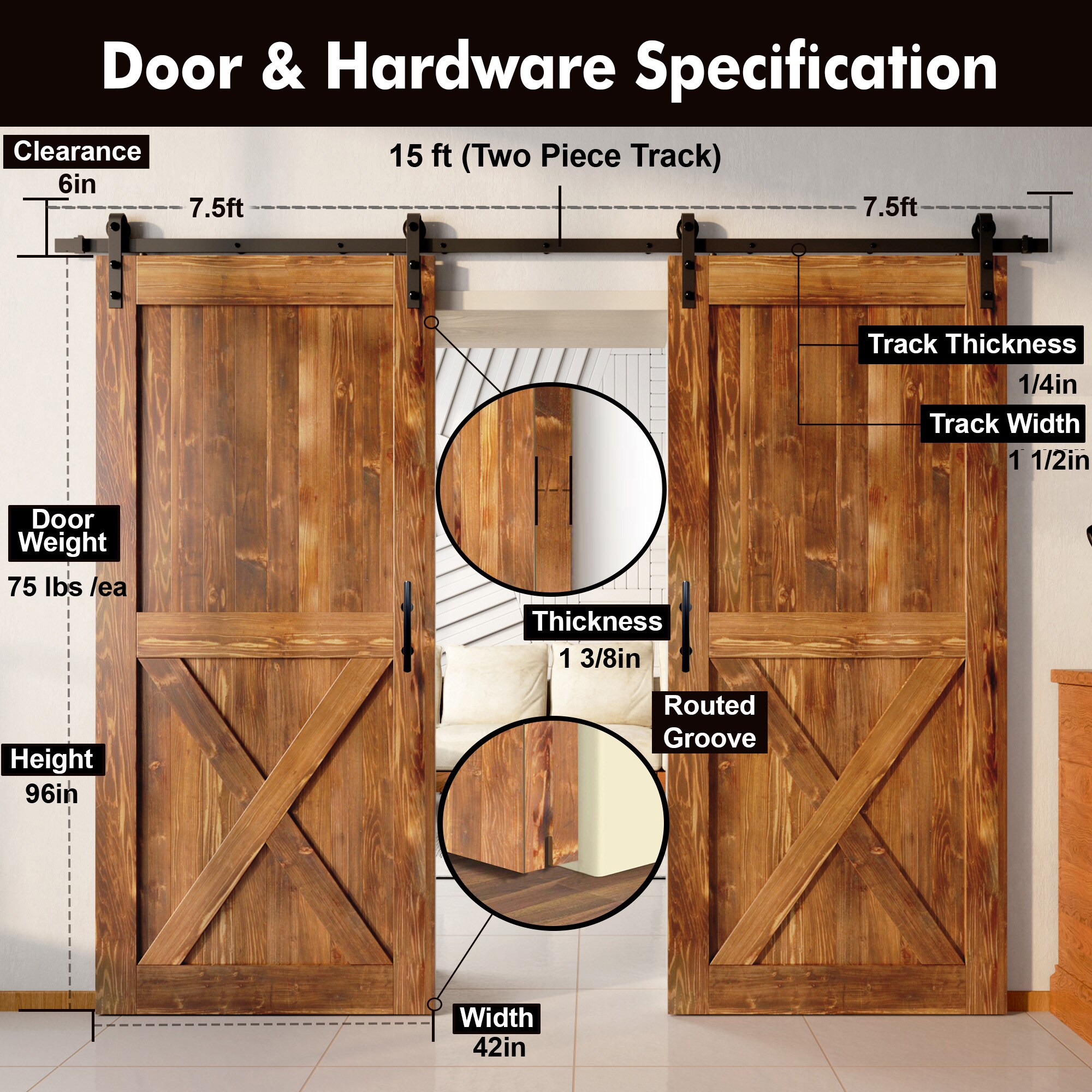 HOMACER YT2TGH180C-4296-X-EA Barn-Doors - View #7