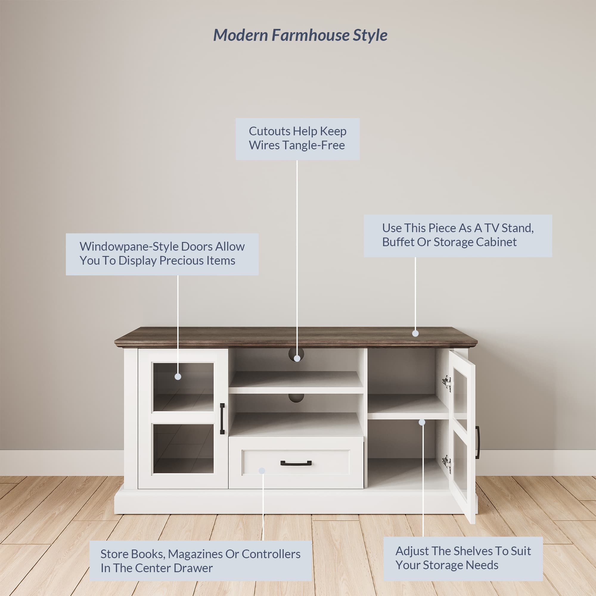 Belleze 014-HG-41010-WHT Tv-Stands - View #3