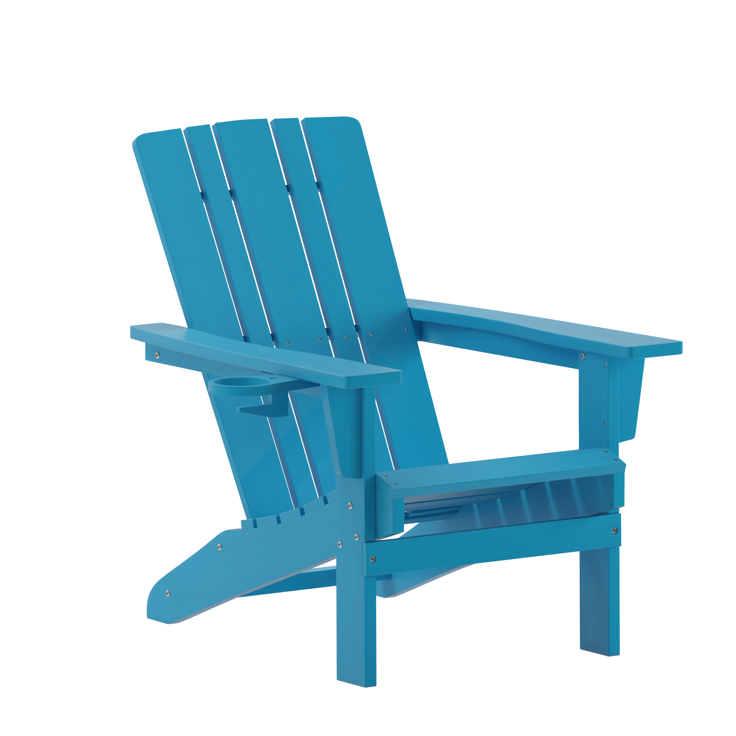 Flash Furniture 196861097010 Halifax Adirondack Chair with Cup Holder; Weather Resistant HDPE Adirondack Chair in Blue