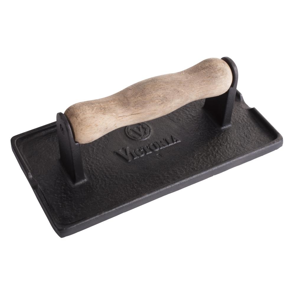 Victoria Cast Iron Bacon Press / Meat Weight with Wood Handle
