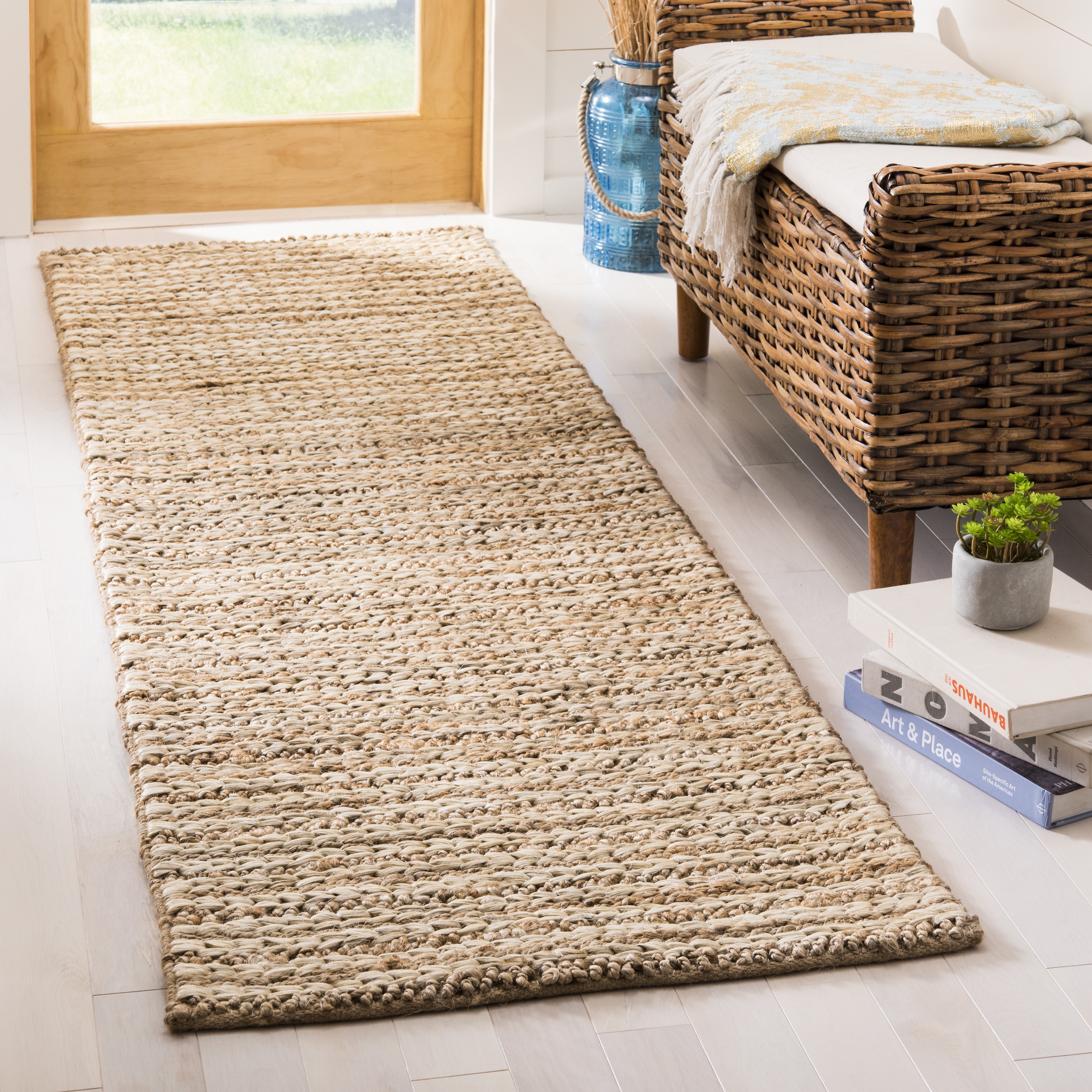 Hand-Knotted Jute Natural Fiber 2'3" x 10' Runner Rug