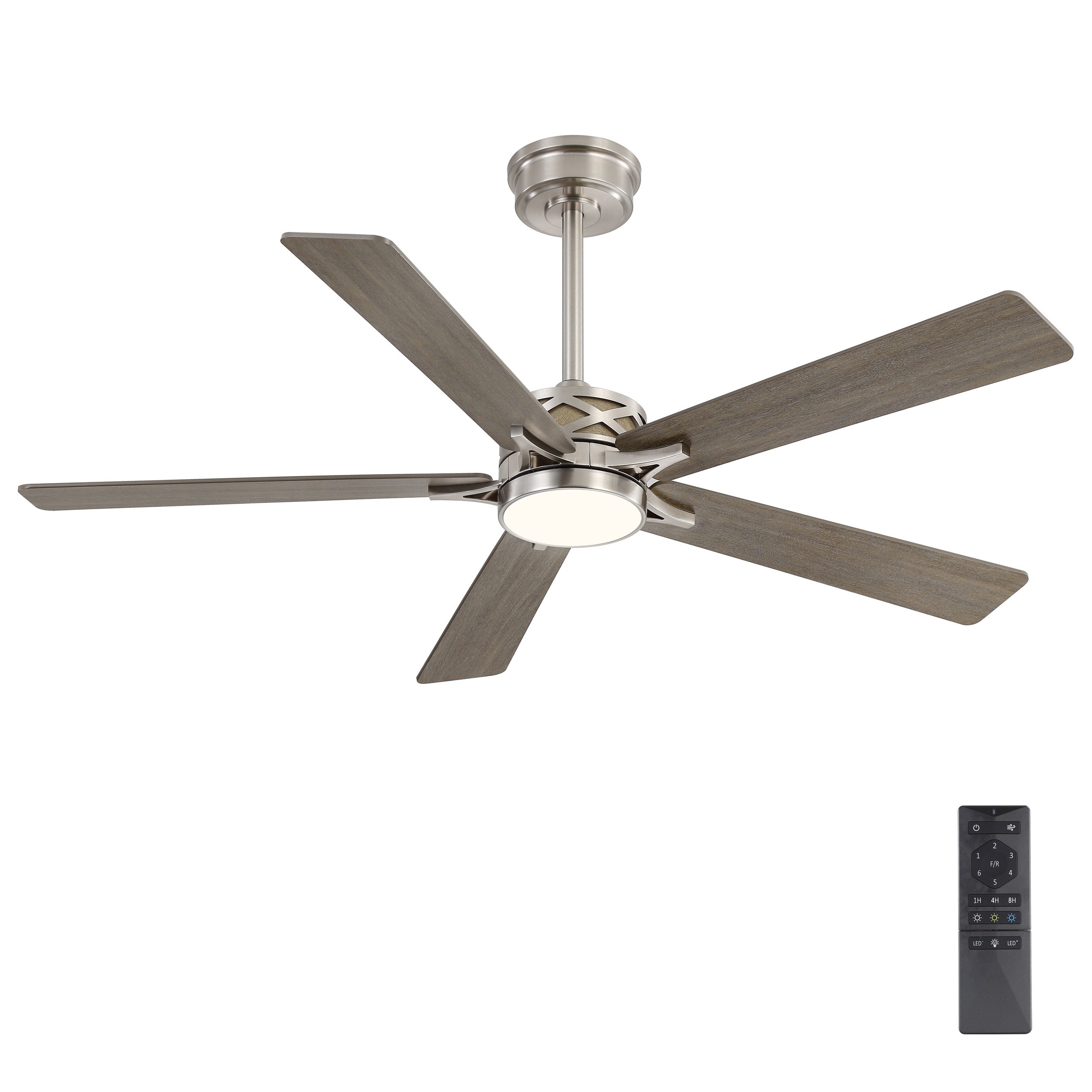 MLIAN WBCF-BS208-NW 72-in Integrated LED Nickel with Nickel Blades Ceiling Fan With Light - Remote Included ( 4 -Blade )