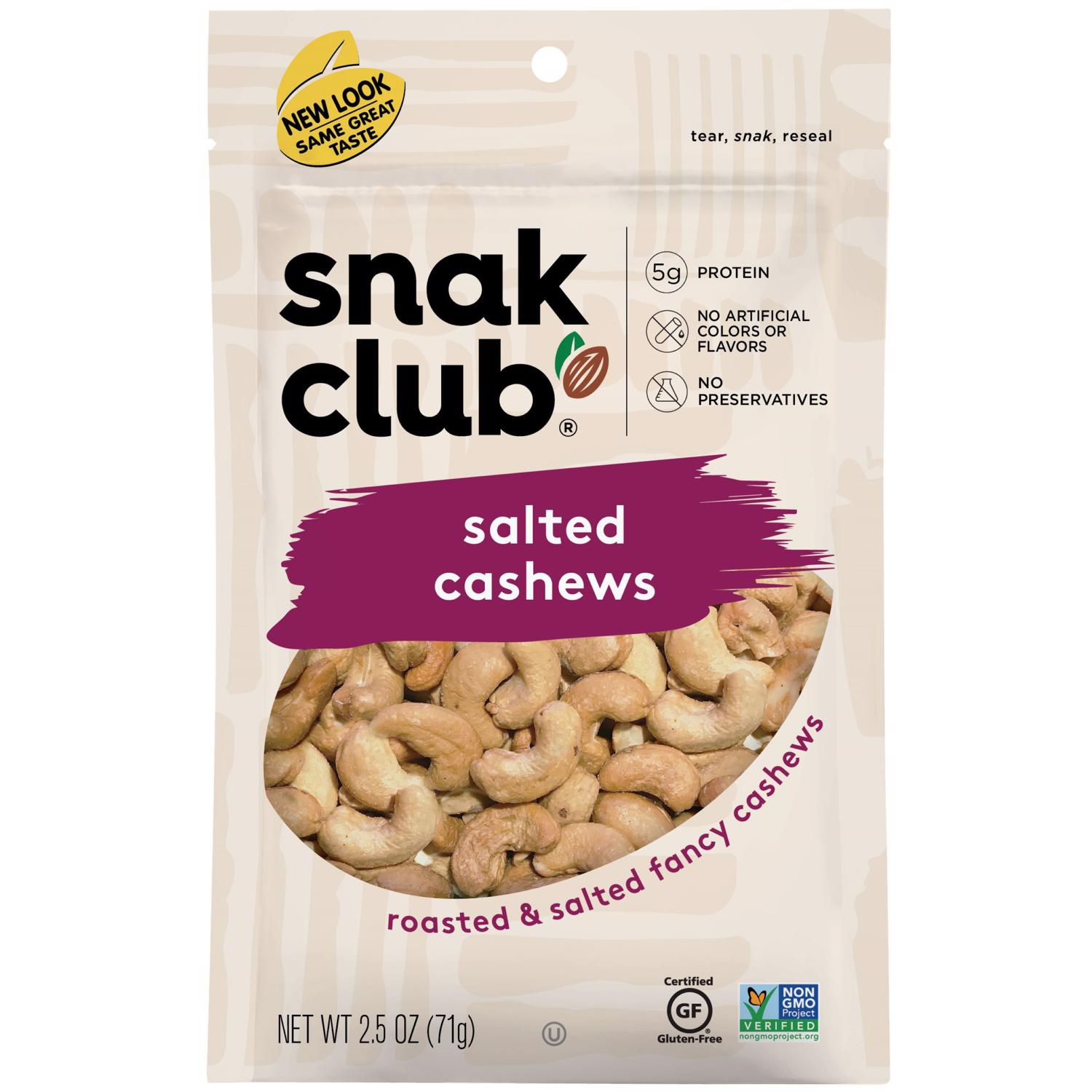 snak club  Salted Cashews 2.5 oz Bagged