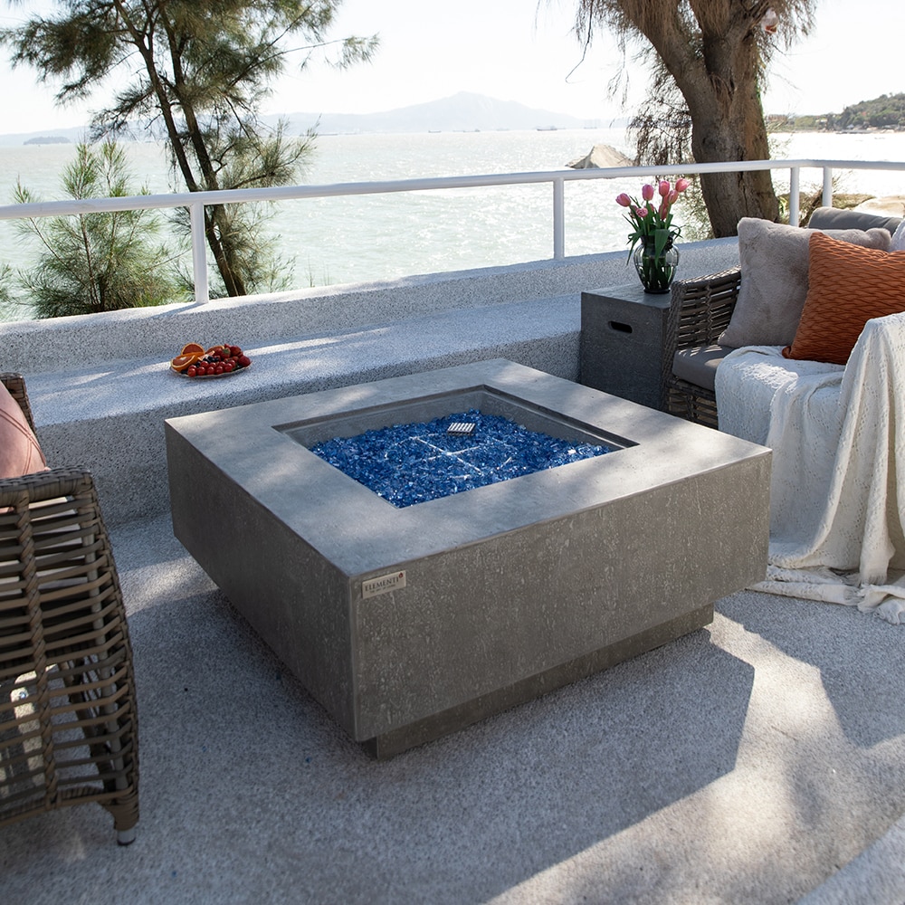 Victoria Light Grey Square Concrete Gas Fire Pit Table